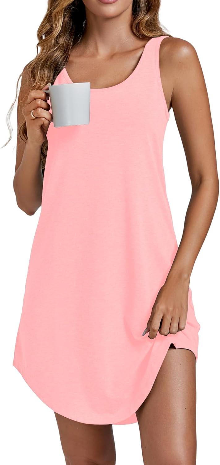 Vrtige Women's Tank Nightgown Sleeveless Sleepwear Scoop Neck Full Slip Chemise Nightdress