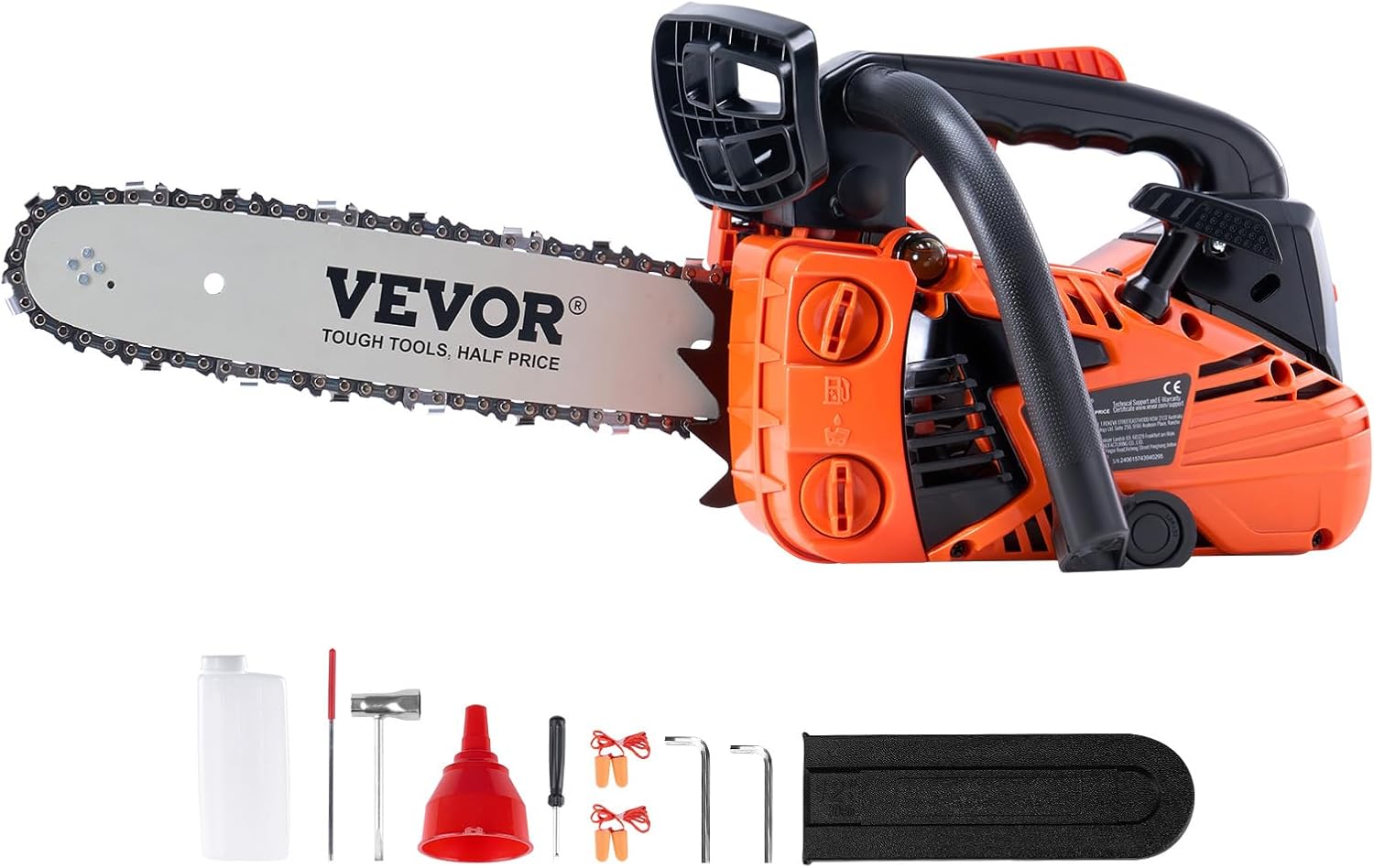 VEVOR 20inch 62CC Gas Powered Chainsaw, 3.8 HP 2 Stroke Engine Gas Power Chainsaws with Non-Slip Handle, Gas Chainsaws with Dual Fuel Tanks, For Wood Cutting, Tree Trimming, and Land Clearing