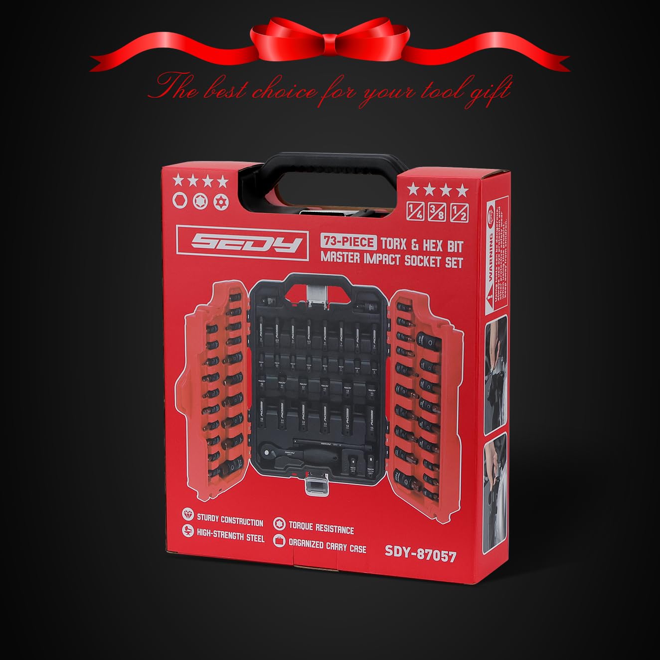 Hex Bit Impact Socket Set: 36-Piece with 4 Adapters, 1/4" 3/8" 1/2" Drive Master Allen Impact Socket Set, SAE and Metric, H5-H19 & 3/4"-5/64", Heavy Duty Storage Case, Automotive Mechanic