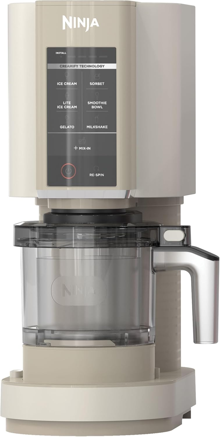 Ninja NC301 CREAMi Ice Cream Maker, for Gelato, Mix-ins, Milkshakes, Sorbet, Smoothie Bowls & More, 7 One-Touch Programs, with (2) Pint Containers & Lids, Compact Size, Perfect for Kids, Silver