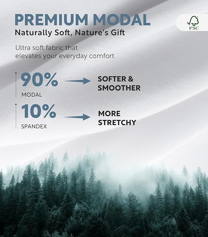 DAVID ARCHY Men's Underwear Trunks Modal Support Pouch Ultra Soft Breathable Seamless Underwear for Men 4 Pack