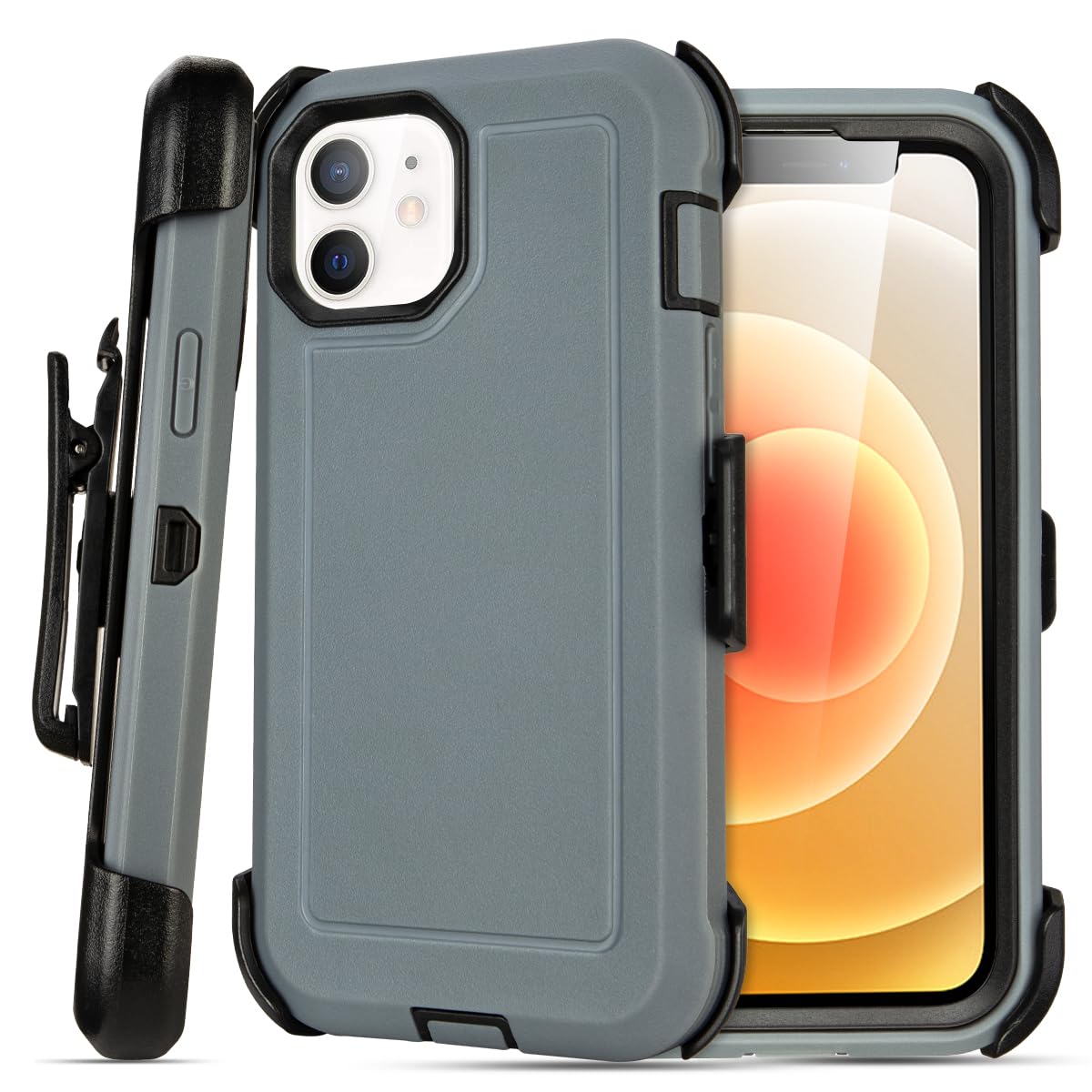 for Black iPhone 15 Case with Belt Clip, Shockproof Heavy Duty Rugged, 3 Layers of Sturdy,Anti-Drop, Military-Grade Defender Cover for iPhone 15 Case Black