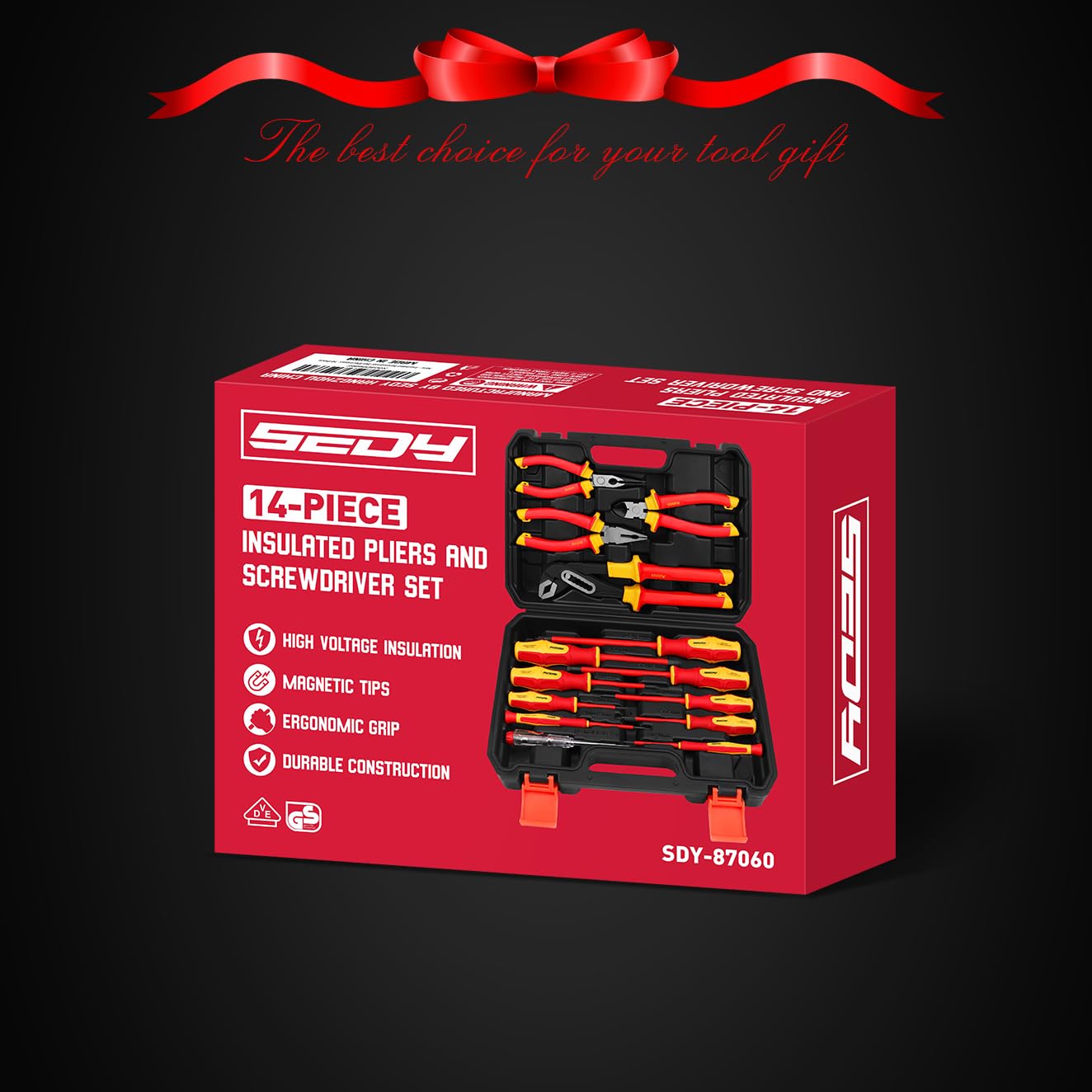 1000V Insulated Electrician Screwdriver Set - 13-Piece Professional Electrical Screwdriver Set Insulation Handle CRV Steel Magnetic Phillips Slotted Pozi Torx Tips VDE & GS Certified