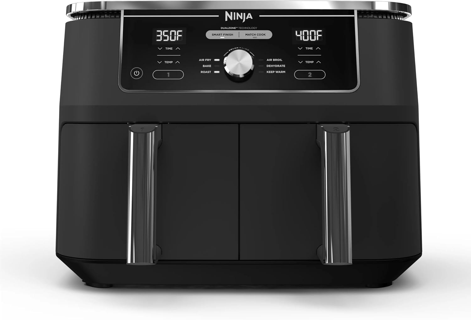 Ninja | Air Fryer | Finish Cooking Multiple Foods at the Same Time | 6-in-1 (Air Fry, Broil, Roast, Keep Warm, Dehydrate, Bake) | Fit up to 8lb Chicken Wings in the two 5 QT Baskets | DZ302