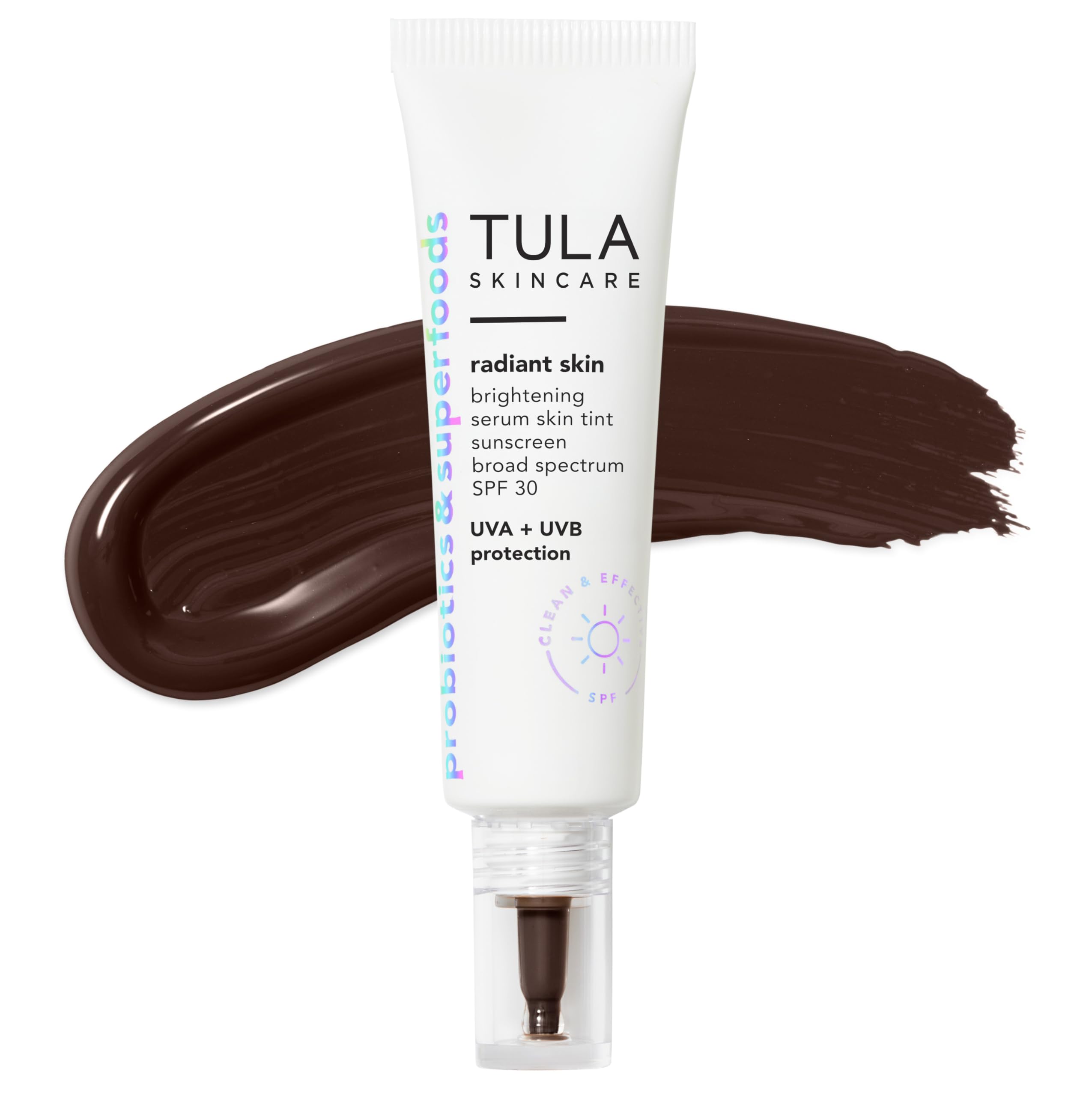 TULA Skin Care Radiant Skin Brightening Serum Skin Tint SPF | Facial Sunscreen Provides Broad Spectrum SPF 30 Protection, Tinted, Serum-Light Formula Brightens and Evens Skin | 1.0 fl. oz.