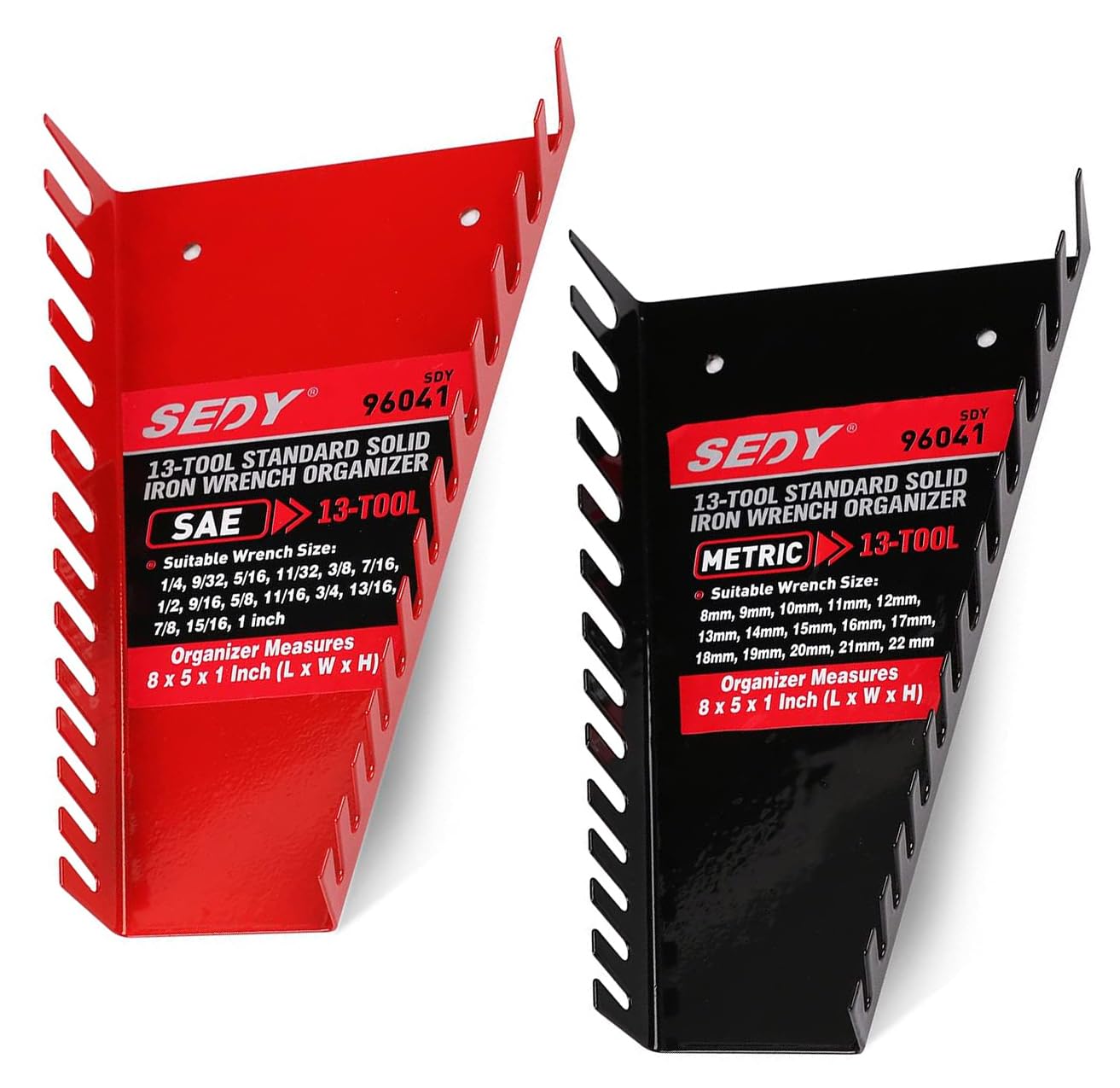 2-Pack Magnetic Wrench Organizer, 32-Slot Premium Wrench Rack Holder Tool Trays for Toolboxes Drawer Storage, SAE (1/4" - 1-1/16") & Metric (6mm - 24mm)