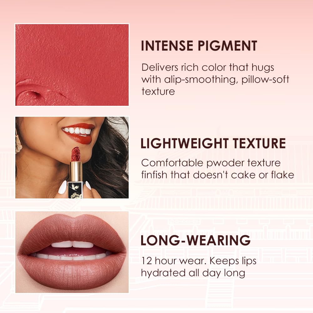 Catkin Lipstick 3pcs Set for Women, Full Coverage Shimmer Glow Finish, Long Lasting Weightless with Hydrating Creamy Texture 04