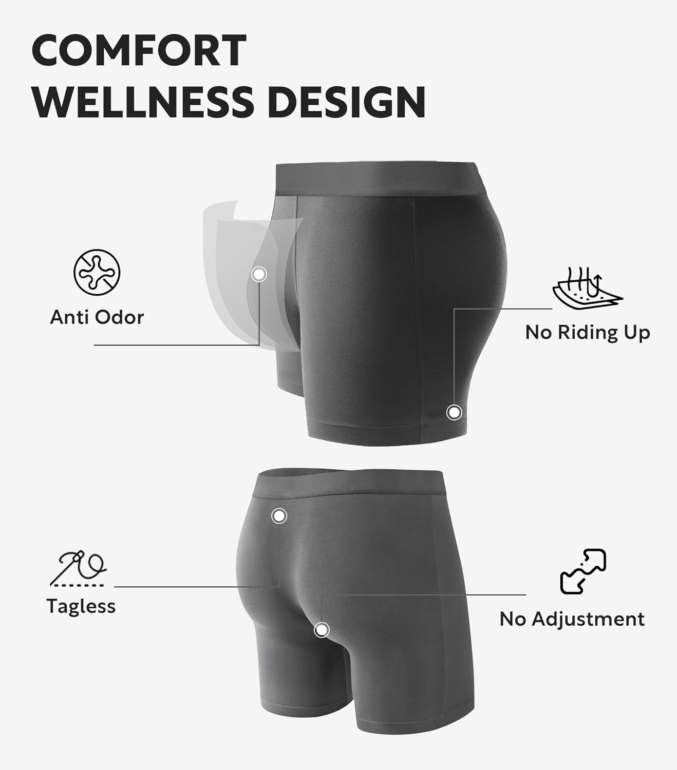 DAVID ARCHY Men's Breathable Underwear Soft Comfortable Moisture-Wicking with Fly Underwear Boxer Briefs for Men 3 Pack