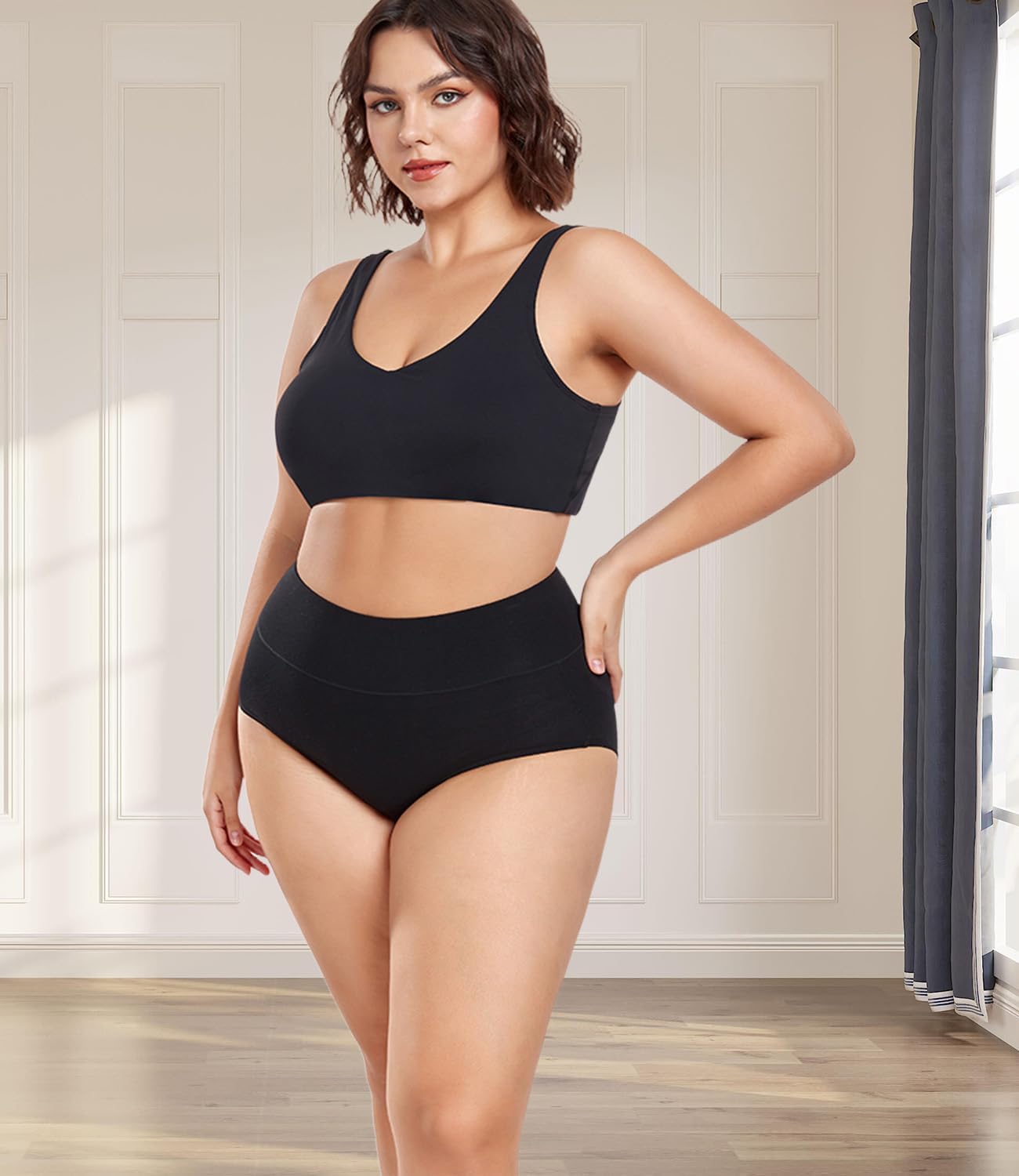 wirarpa Women's Underwear High Waisted Ladies Cotton Panties Soft Full Coverage Briefs 5 Pack (Regular & Plus Size)