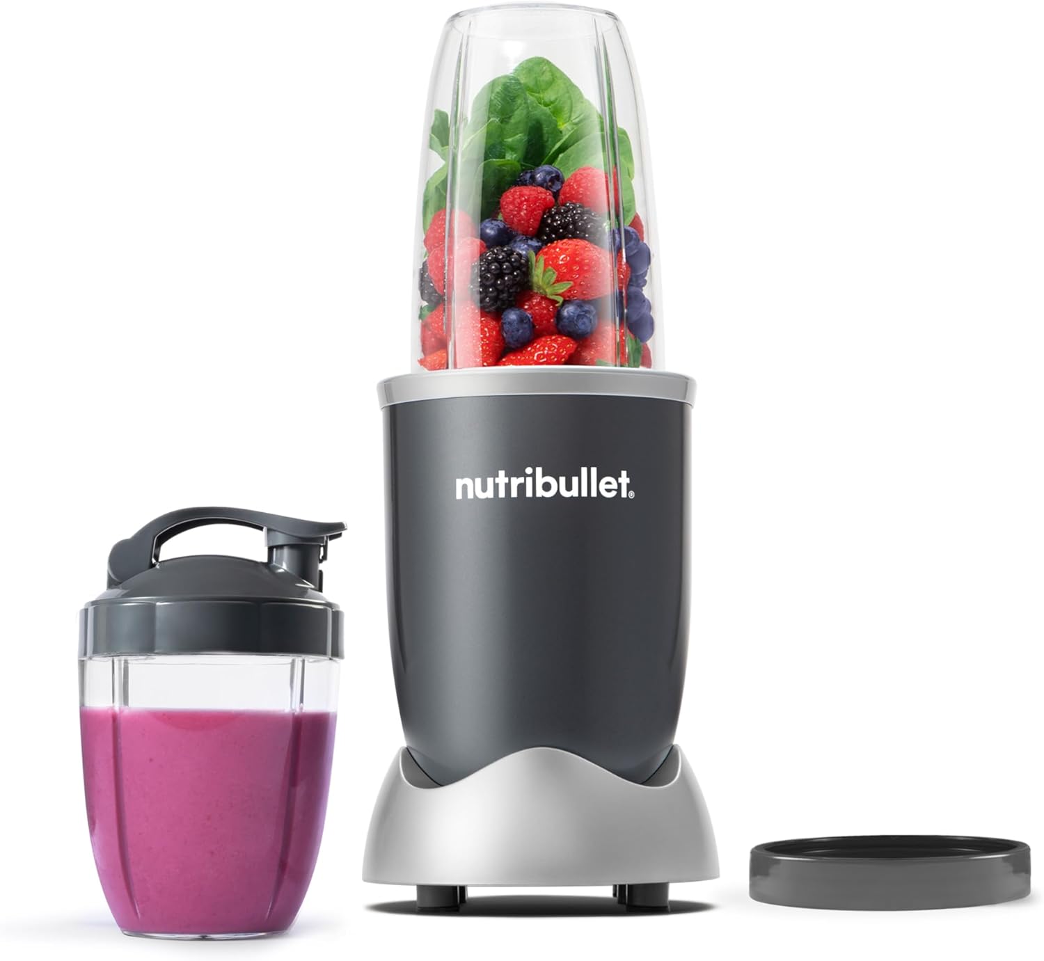 nutribullet Personal Blender, Shakes, Smoothies, Food Prep, and Frozen Blending, 24 Ounces, 600 Watt, Gray, NBR-0601WM
