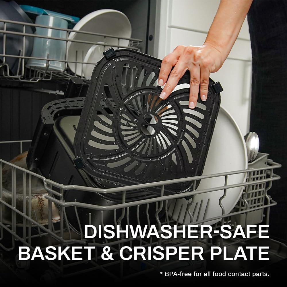 Air Fryer 6.8 Quarts, 10-in-1 Functions, Air Fry, Roast, Bake, Broil, Dehydrate, Large & Compact Air Fryers, Nonstick & Dishwasher-Safe Airfryer Basket, Stainless Steel Air Fryer, Easy to Use