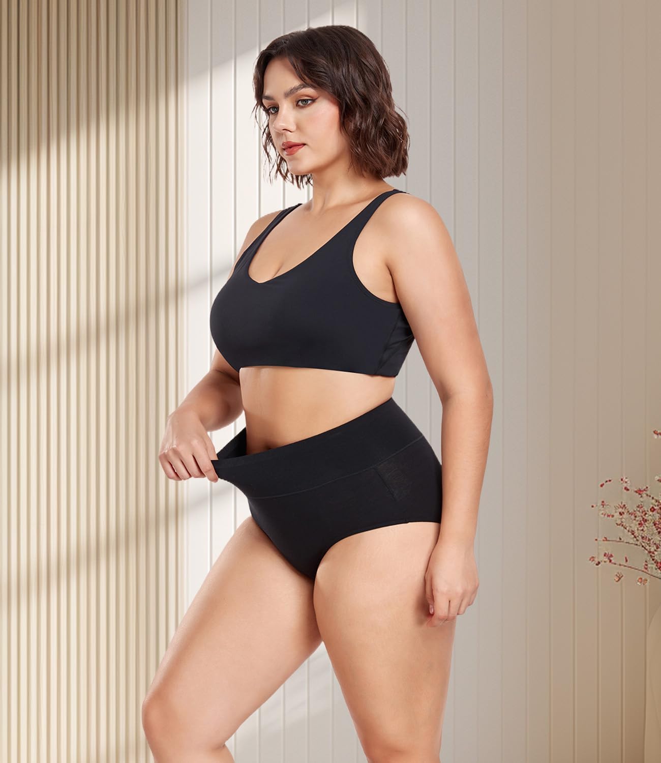 wirarpa Women's Underwear High Waisted Ladies Cotton Panties Soft Full Coverage Briefs 5 Pack (Regular & Plus Size)