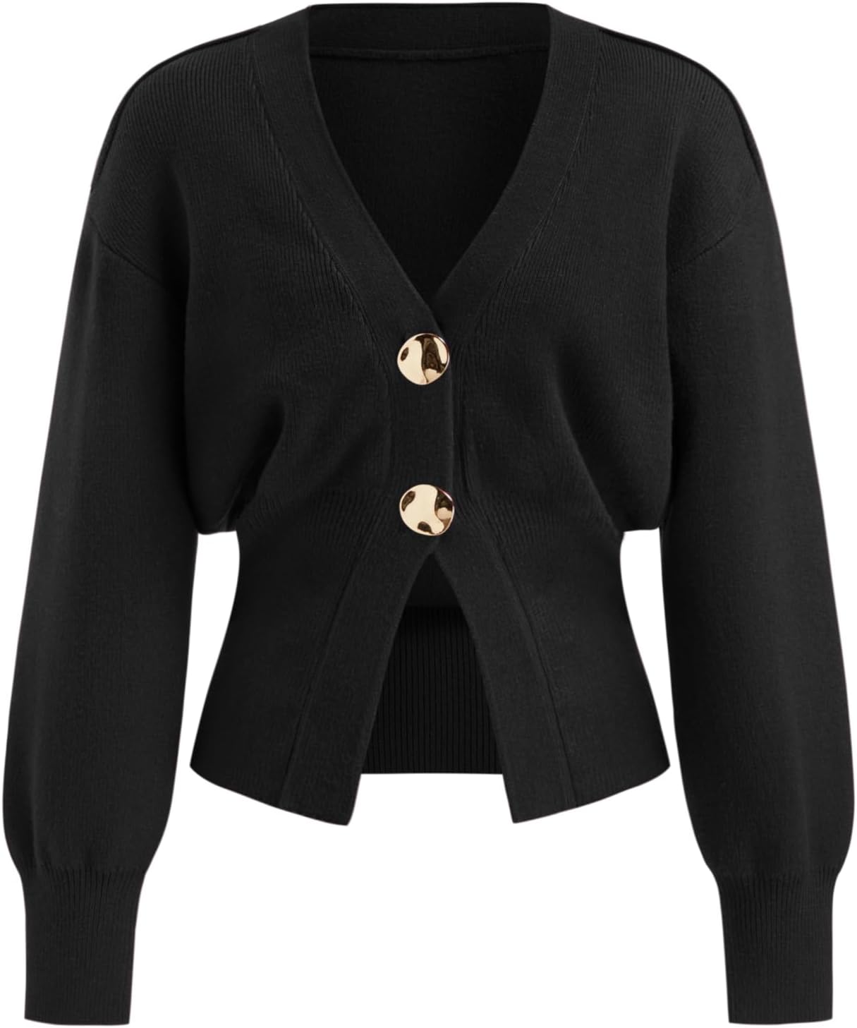 CIDER Cardigan Sweater for Women Knitted Long Sleeve V Neck Trendy Open Front Sweaters with Gold Buttons