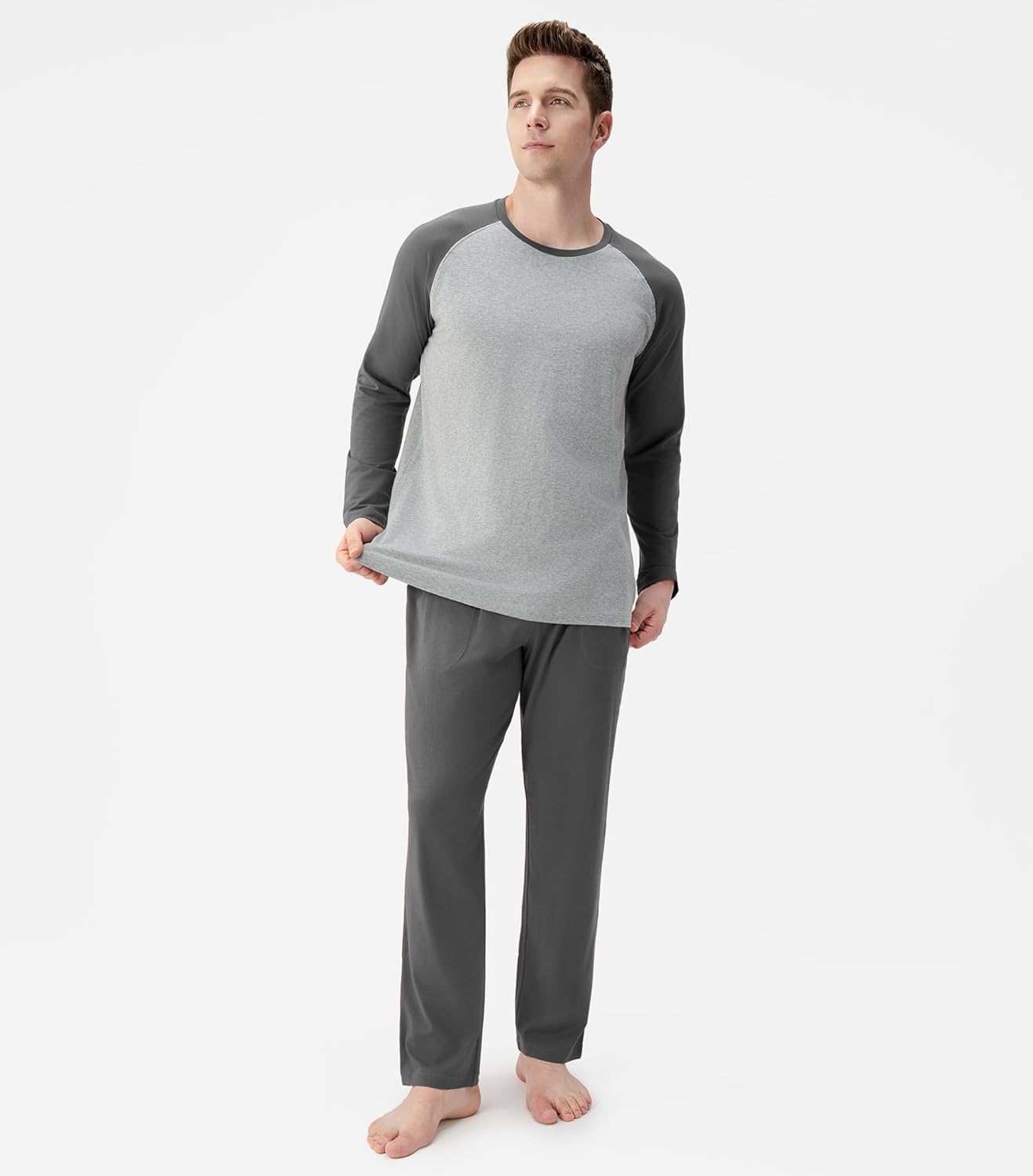 DAVID ARCHY Mens Pajamas Set - Soft Pj Sets for Men Long Sleeve Pajamas Men Cotton Mens Pjs Sets Loungewear with Pockets