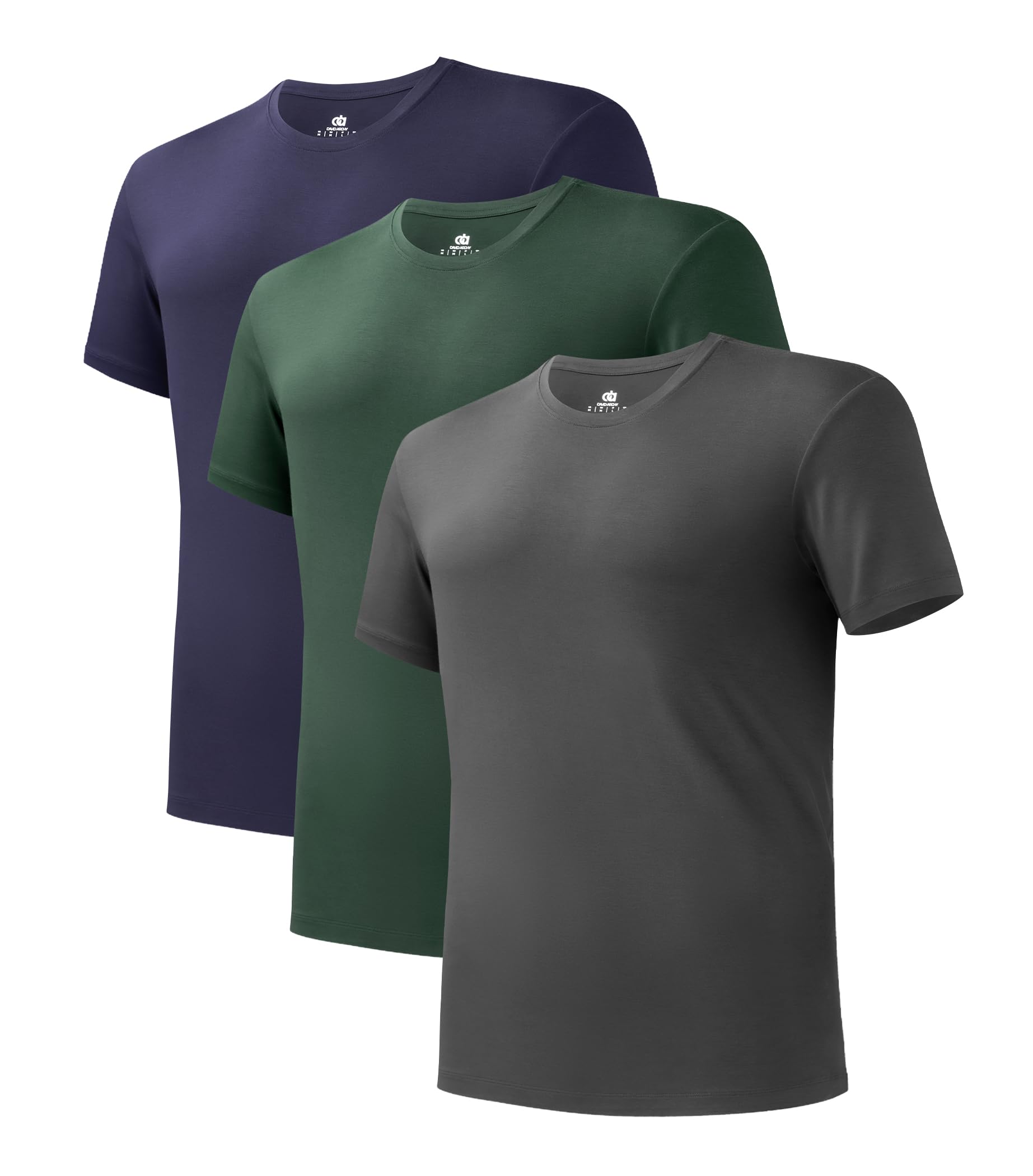 DAVID ARCHY Men's Undershirt Bamboo Rayon Moisture-Wicking Crewneck T-Shirts Stretch Tees for Men, 3 or 5 Pack