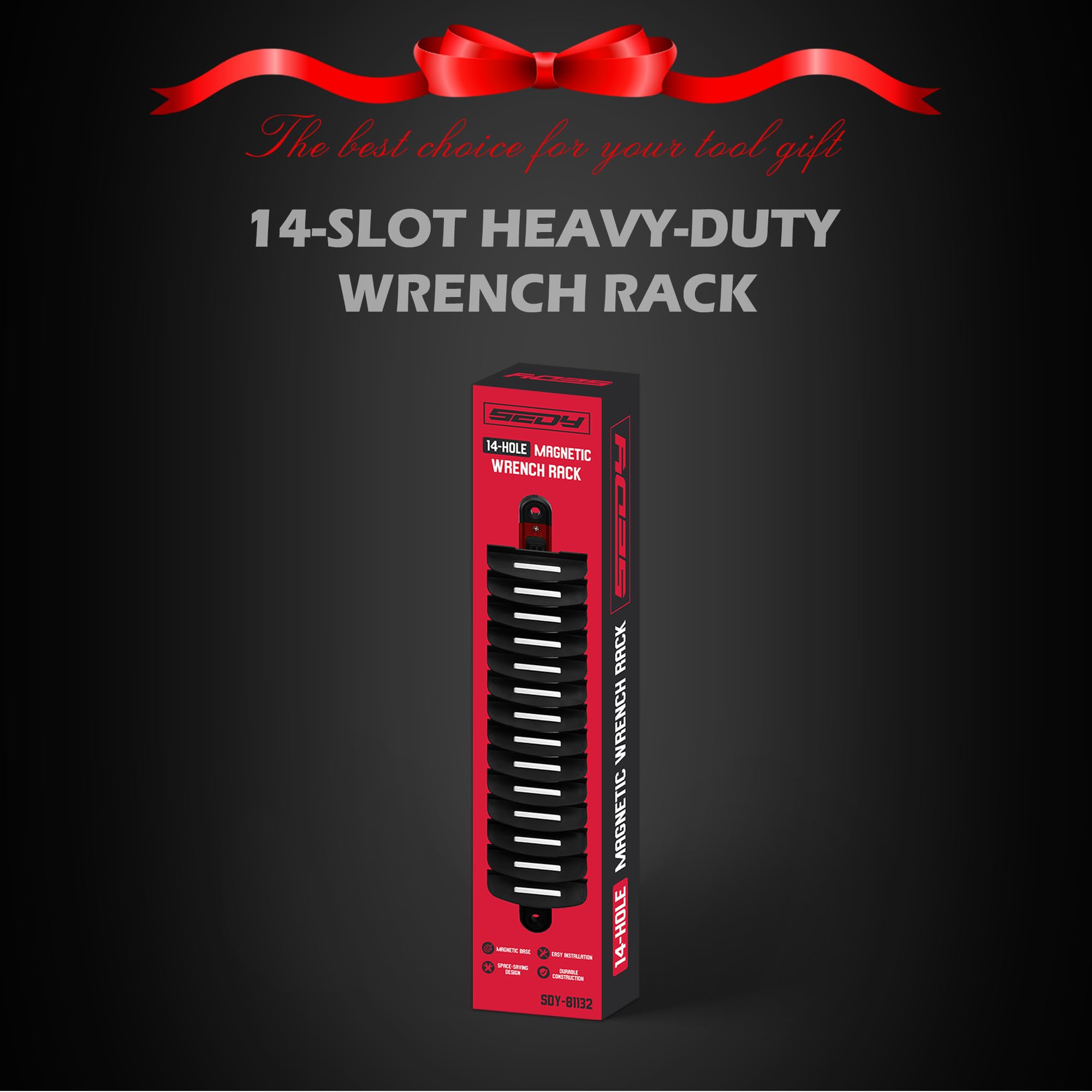 2-Pack Magnetic Wrench Organizer, 32-Slot Premium Wrench Rack Holder Tool Trays for Toolboxes Drawer Storage, SAE (1/4" - 1-1/16") & Metric (6mm - 24mm)