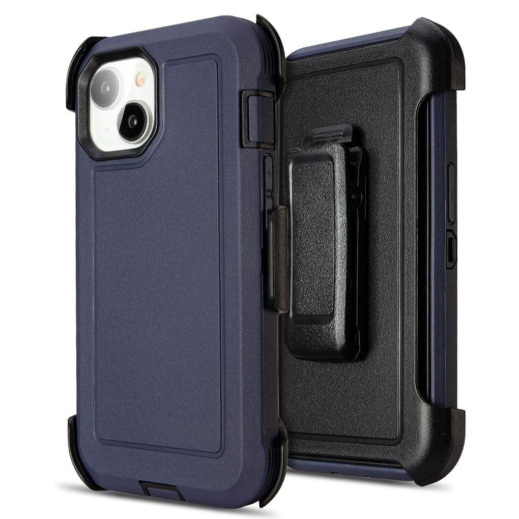Shockproof Case for iPhone 16 Plus, Heavy Duty, Anti-Drop, 3 Layers, Grey with Belt Clip