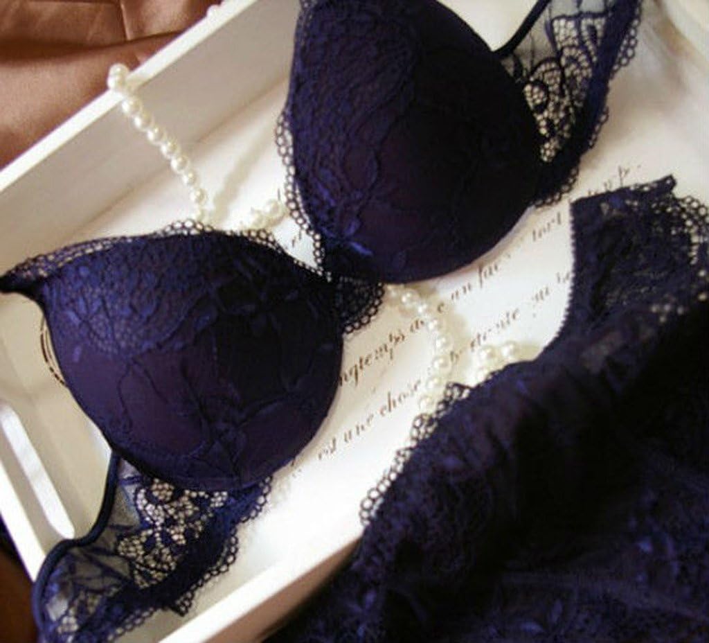 Nanier Women's Solid Lace Push up Bra Set