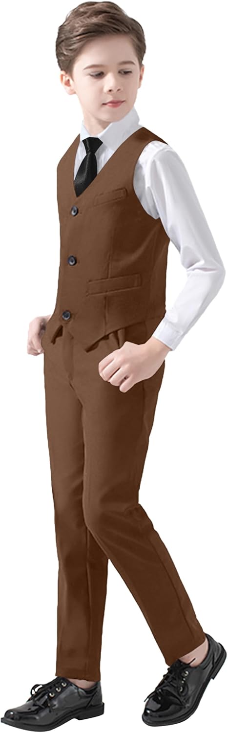 Boys Suits 5 Piece Slim Fit Suit for Kids Formal Ring Bearer Suits