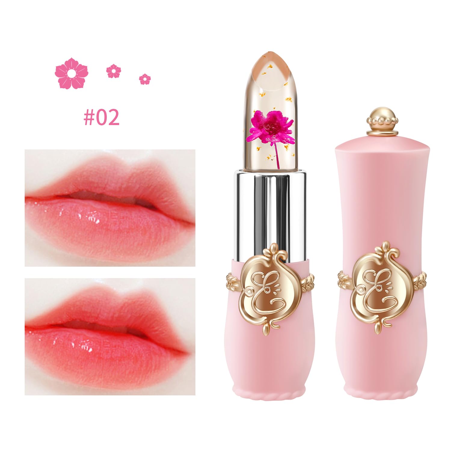 6 Pcs/Set Flower Jelly Lipstick Set Temperature Change Moisturizer Long Lasting Nutritious Balm Magic Color Change Lip Gloss