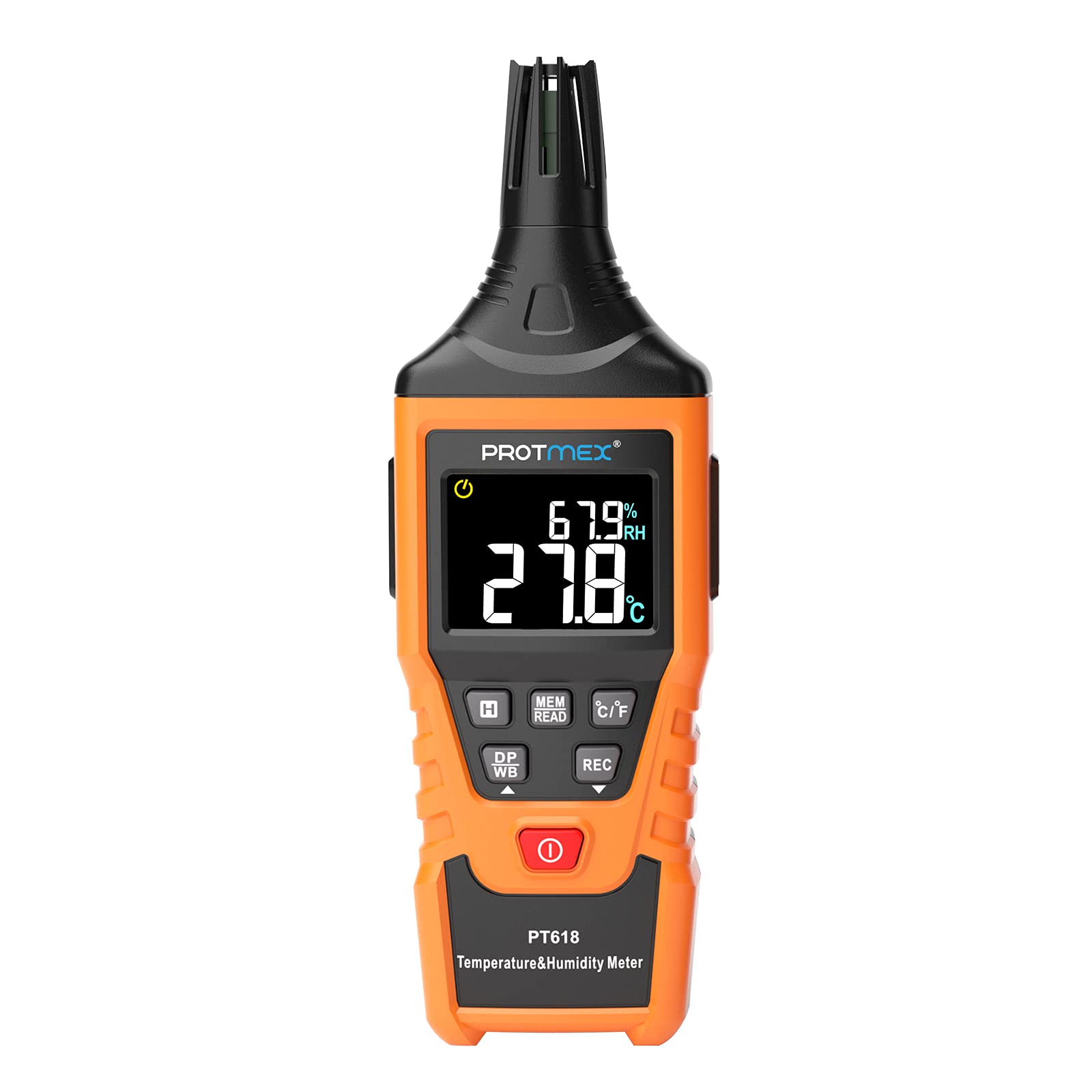 PT6508 Temperature Humidity Meter, Digital Thermometer Hygrometer Monitor with Ambient, Dew Point, Wet Bulb for Indoor/Outdoor MIN, MAX, Data Hold, LCD Backlight
