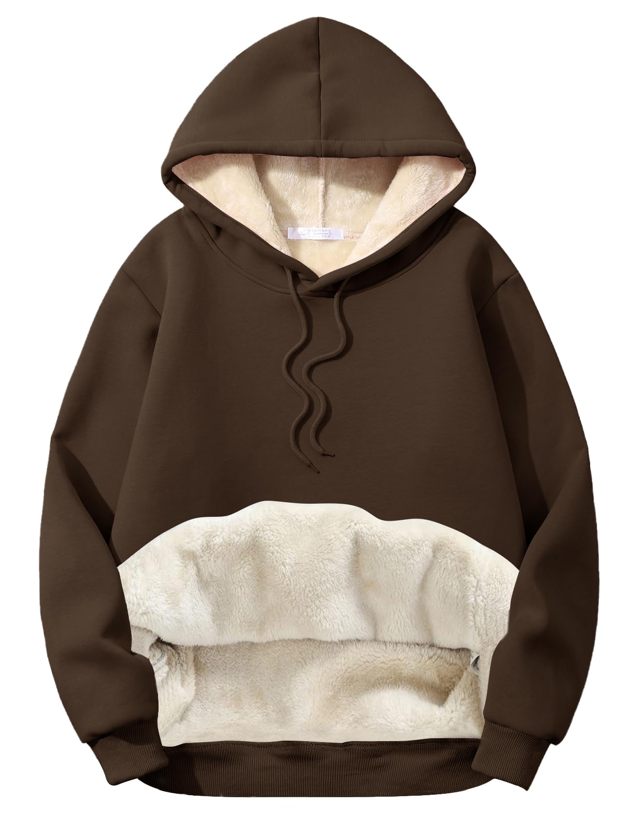 Flygo Men's Casual Fleece Sherpa Lined Hoodie Winter Warm Pullover Hooded Sweatshirt(Black-XL)