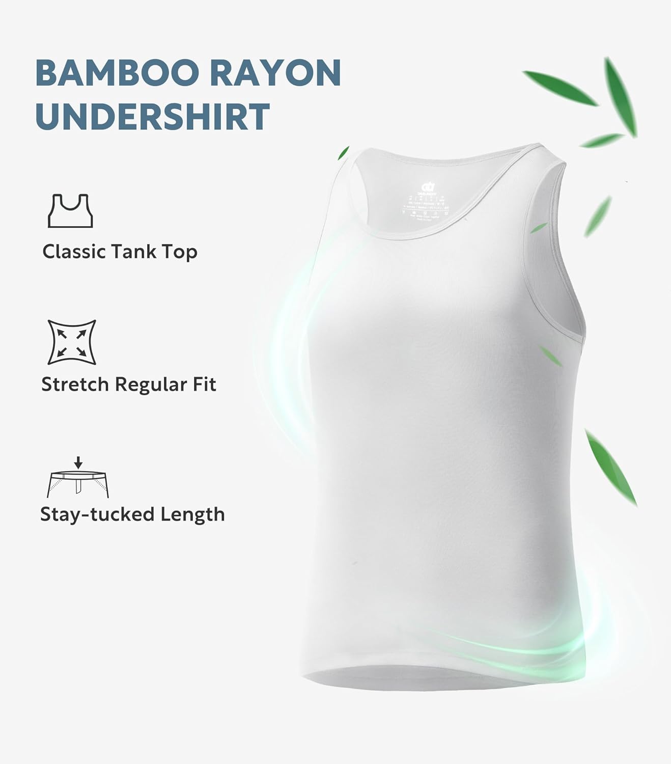 DAVID ARCHY Men's Tank Top Bamboo Rayon Undershirts Tank Shirt Moisture-Wicking A-Shirt for Men, 3 or 5 Pack