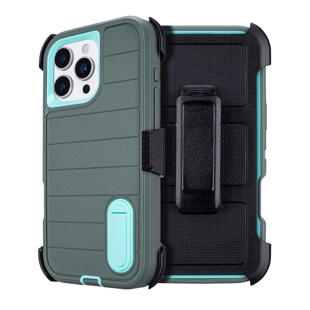 for Phone Case iPhone 16 Pro Case Black with Belt Clip Heavy Duty Holster for Shockproof Cases,3 Layers of Sturdy,Military Grade Defender Cover for iPhone 16 Pro Cases Black 6.3 Inch