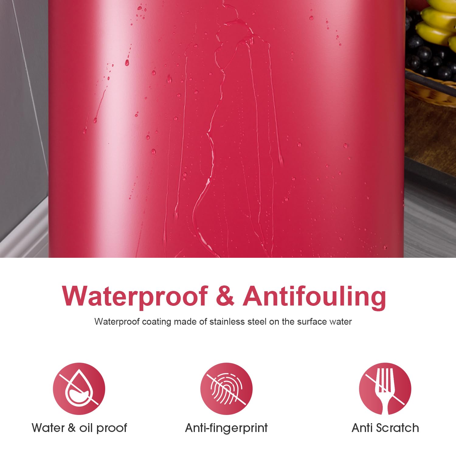 FDW Garbage Can 13 Gallon 50 Liter Kitchen Trash Can for Bathroom Bedroom Home Office Automatic Touch Free High-Capacity with Lid Waste Bin