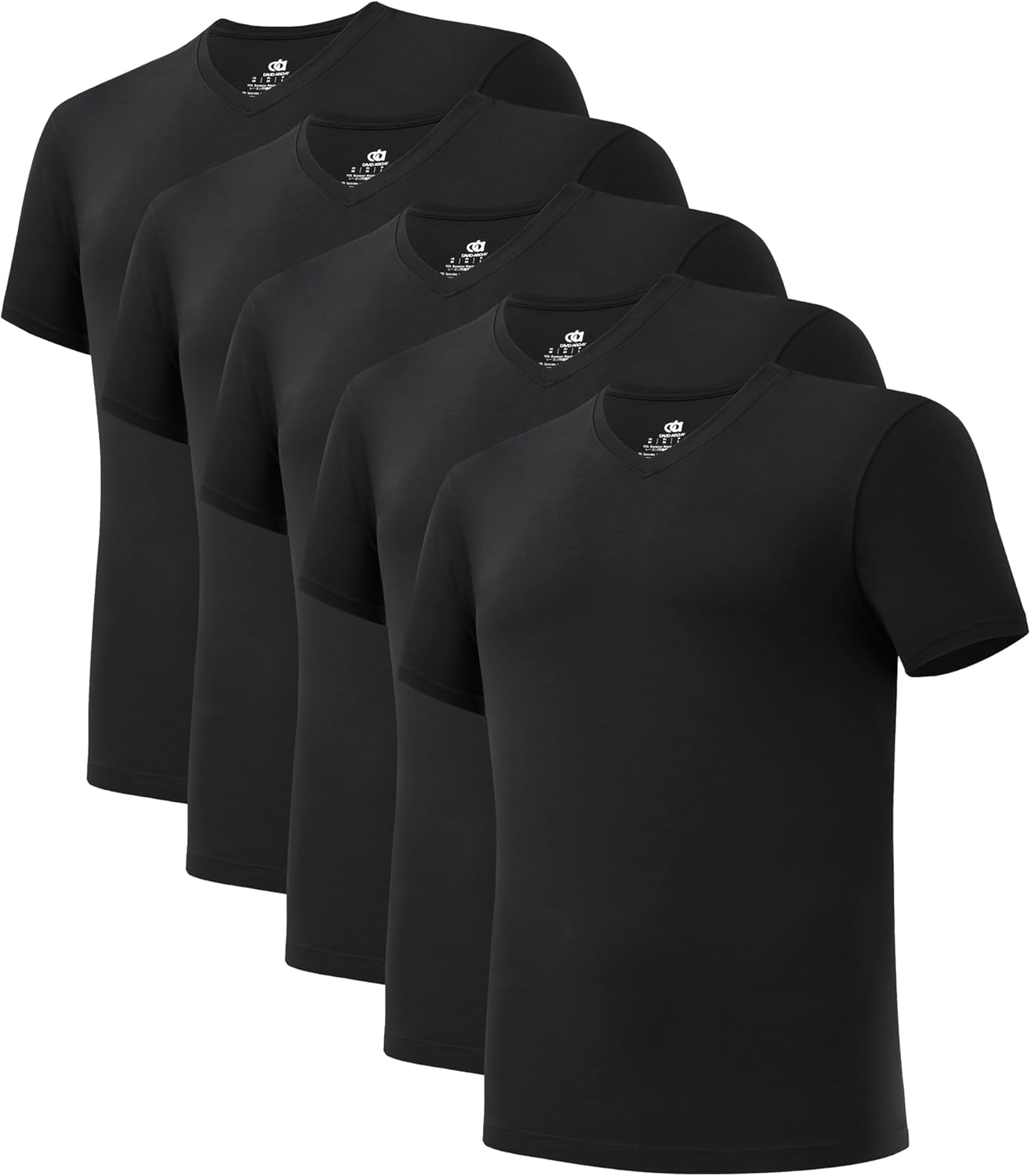 DAVID ARCHY Men's Undershirt Bamboo Rayon Moisture-Wicking V-Neck T-Shirts Stretch Tees for Men, 3 or 5 Pack