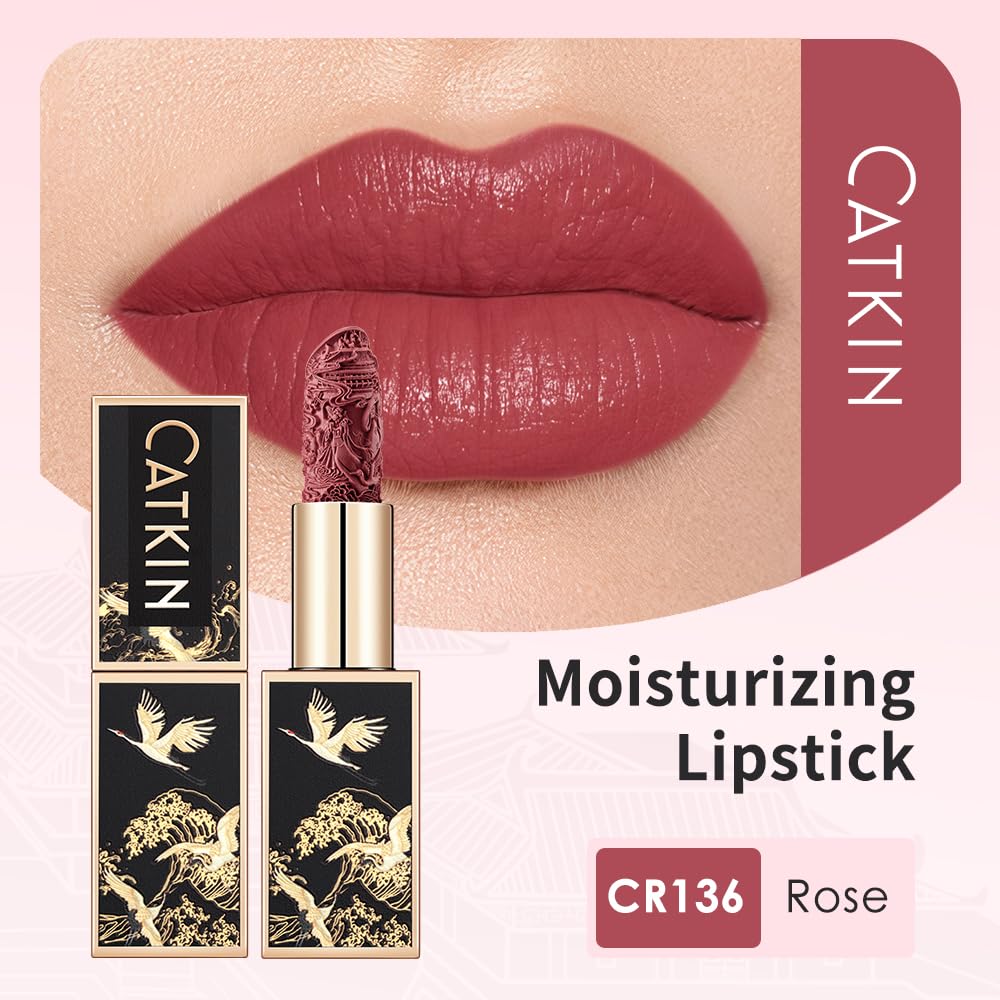Catkin Lipstick 3pcs Set for Women, Full Coverage Shimmer Glow Finish, Long Lasting Weightless with Hydrating Creamy Texture 04