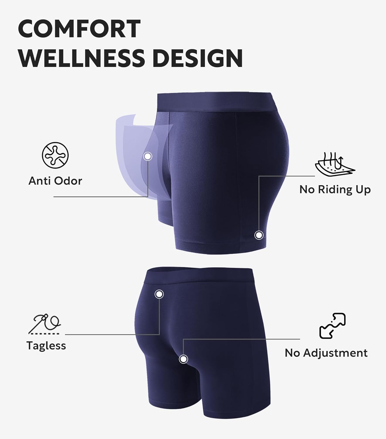 DAVID ARCHY Men's Breathable Underwear Soft Comfortable Moisture-Wicking with Fly Underwear Boxer Briefs for Men 3 Pack