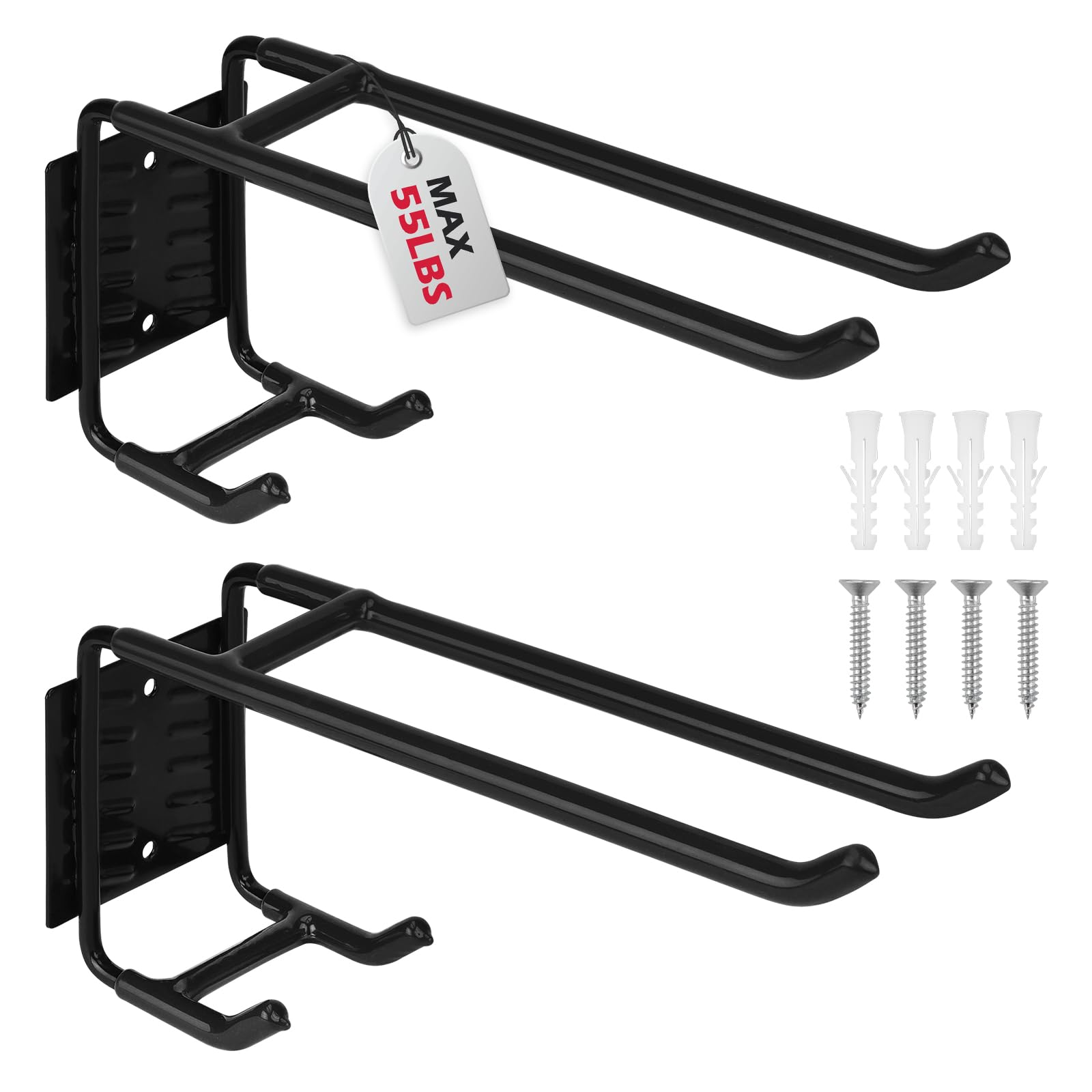 SEDY 6-Piece Heavy Duty Garage Storage Hooks, Wall Mount J Utility Hooks Holds 88 LB, Large Metal Utility, Garage Storage Ladders for Bikes, Garden Tools