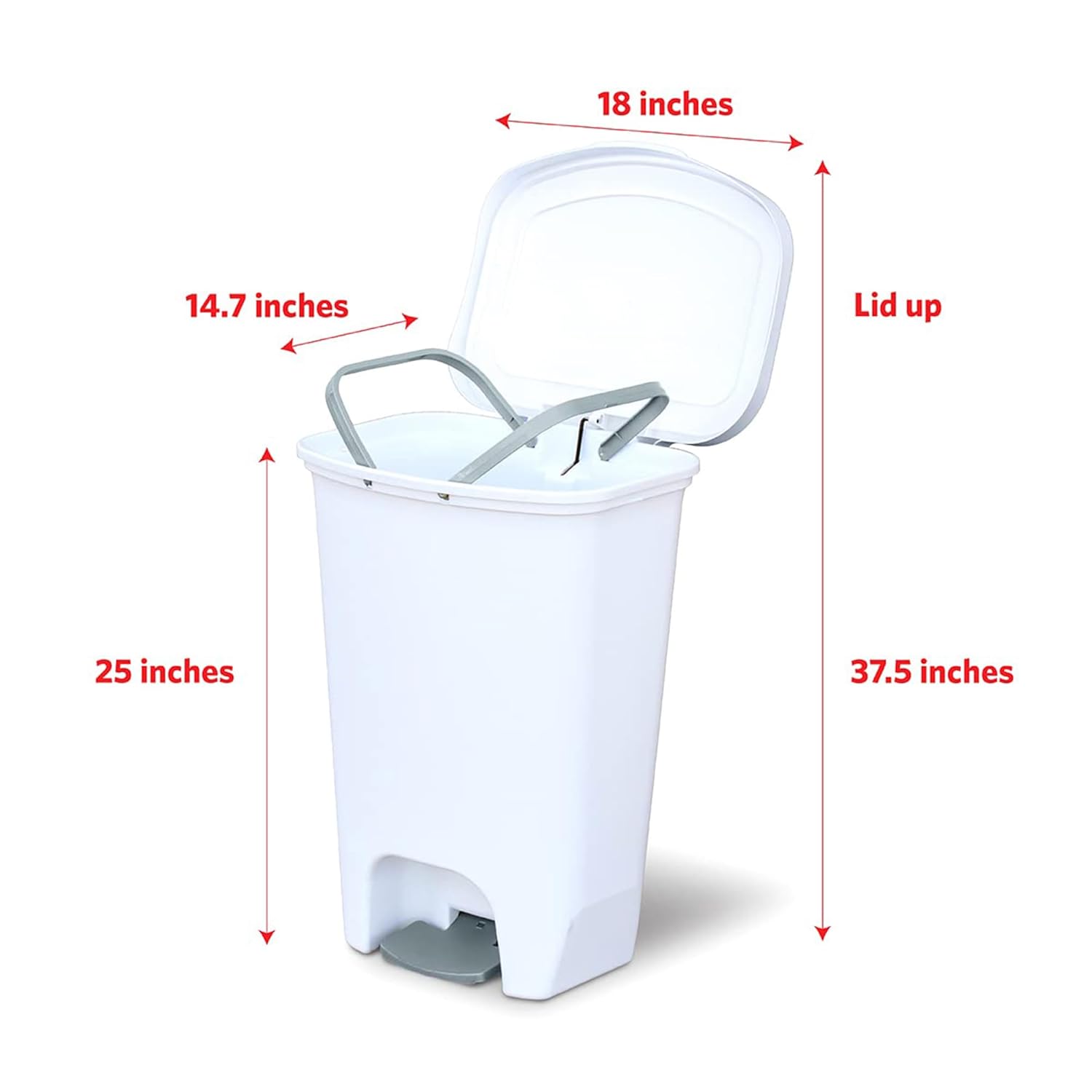 Glad 2 Pack 13 Gal Trash Can | Plastic Kitchen Waste Bin with Odor Protection of Lid | Hands Free with Step On Foot Pedal and Garbage Bag Rings, White