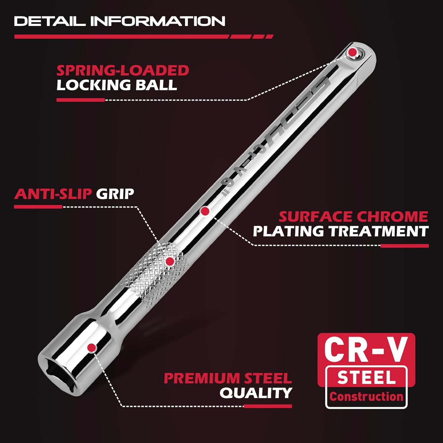 4-Piece 3/8" Drive Socket Extension Bar Set, Professional Socket Extension Set Include 3, 6, and 10 Inch Extensions and 3/8 Inch drive Universal Joint Sockets, Premium Cr-V Steel Construction