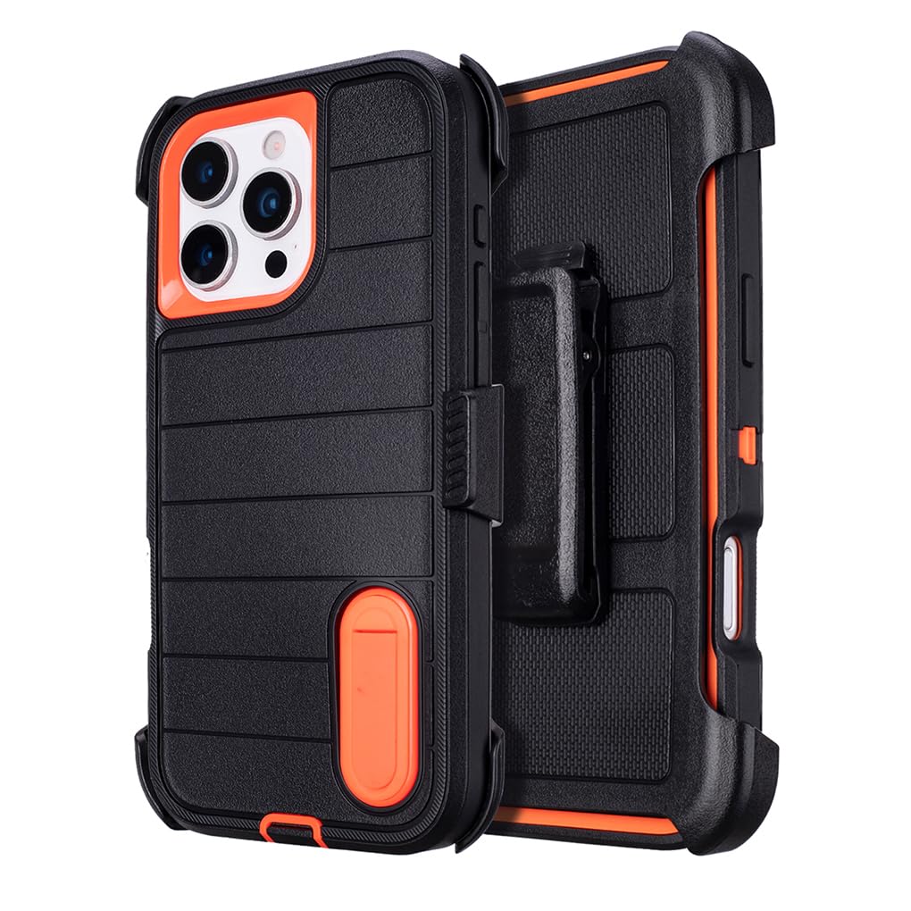 for Phone Case iPhone 16 Pro Max Case Black with Belt Clip Heavy Duty Holster for Shockproof Cases,3 Layers of Sturdy,Military Grade Defender Cover for iPhone 16 Pro Max Cases Black 6.9 Inch