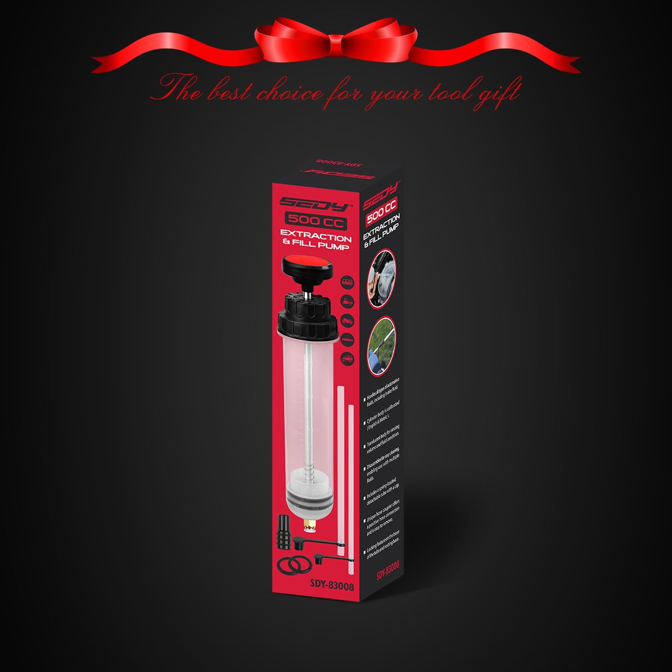 SEDY Fluid Extractor Multi-Purpose Oil Syringe with 500CC, Oil Suction Pump, Manual Extraction and Filling Pump, Automotive Oil Syringe(17.6 Oz./0.45 Qt./500 CC)