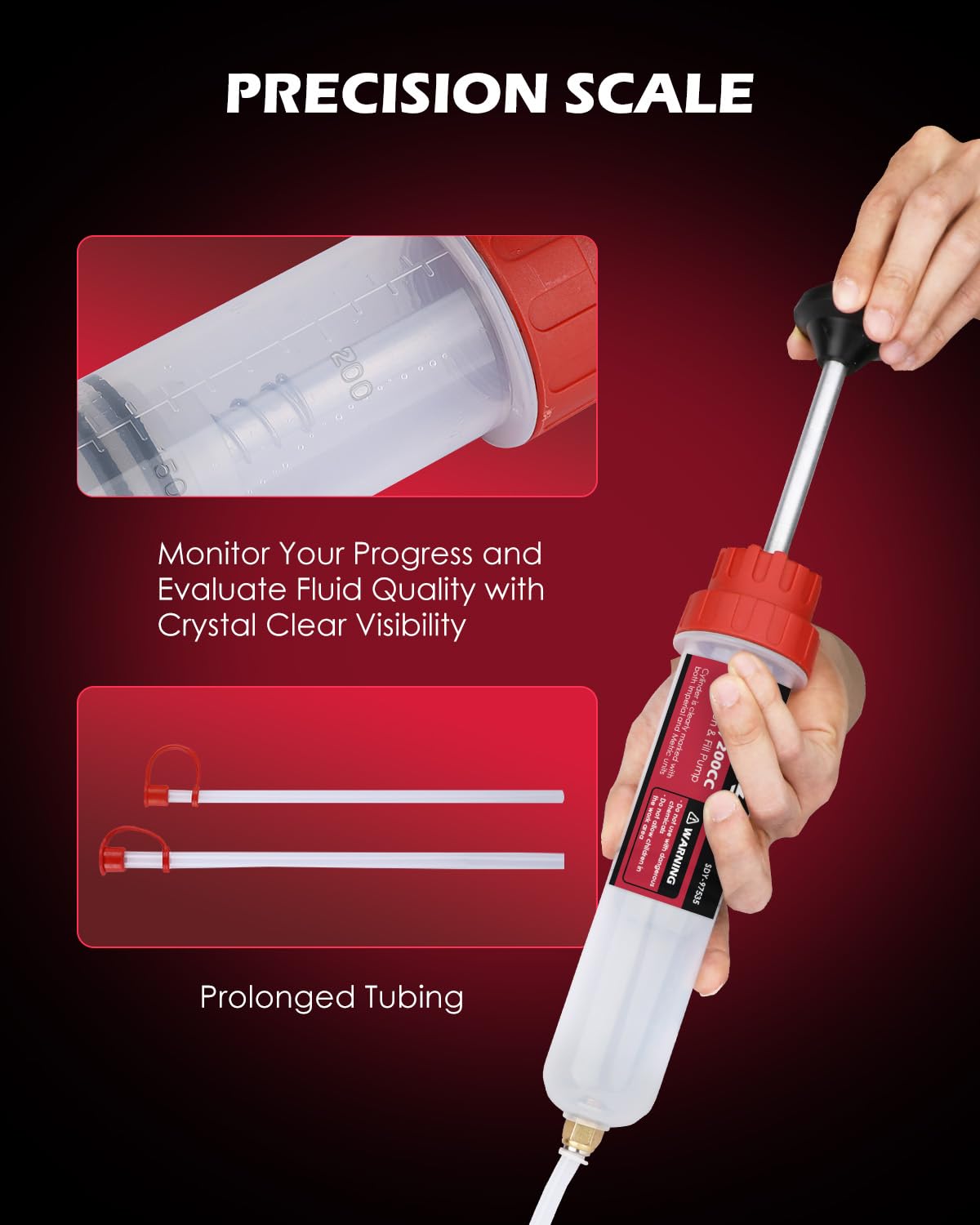 SEDY Fluid Extractor Multi-Purpose Oil Syringe with 500CC, Oil Suction Pump, Manual Extraction and Filling Pump, Automotive Oil Syringe(17.6 Oz./0.45 Qt./500 CC)