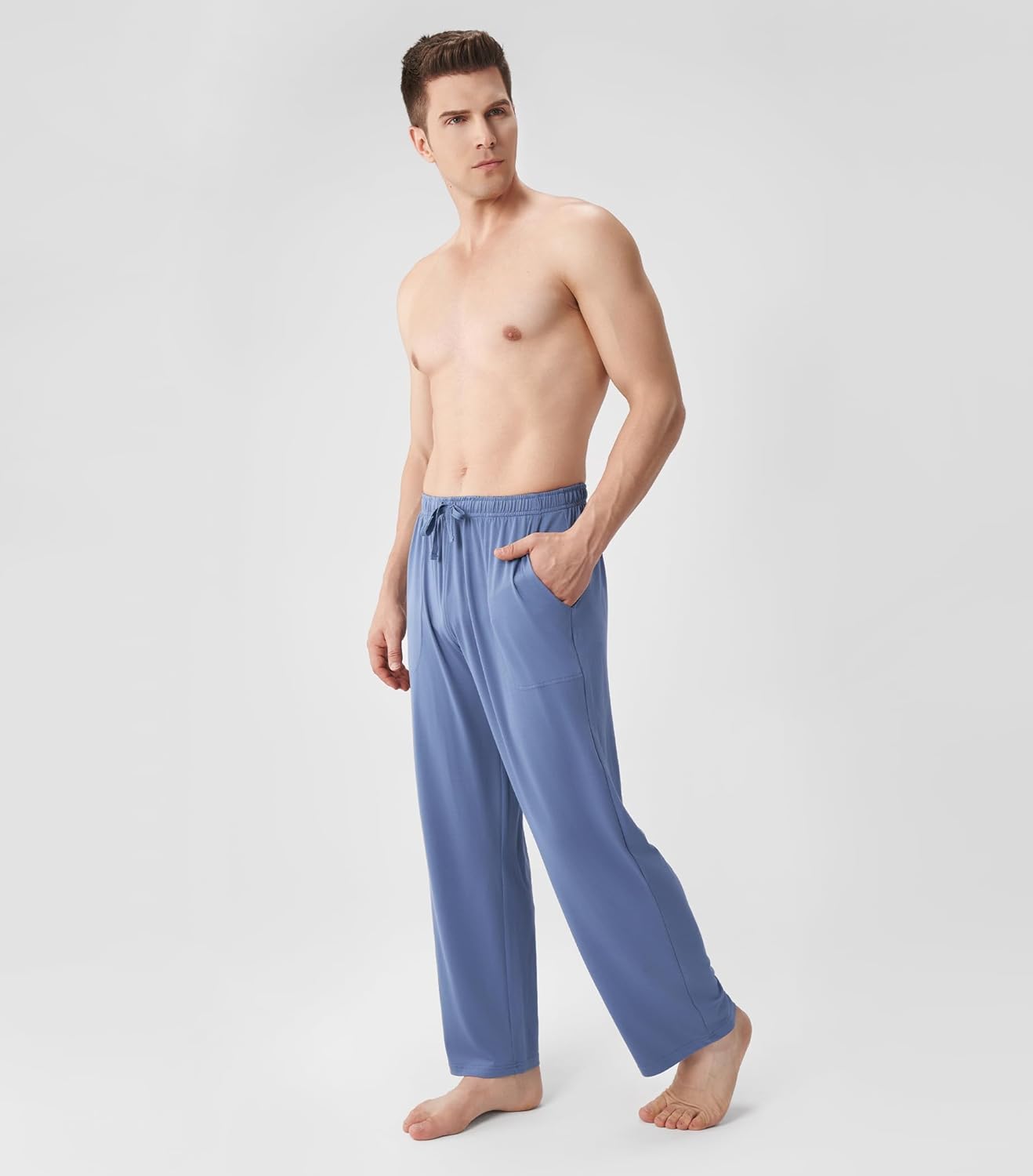 DAVID ARCHY Men's Pajama Pants Cotton Comfy Sleep Bottoms, Lightweight Lounge Pants with Pockets Soft Sleepwear PJs, 2 Pack