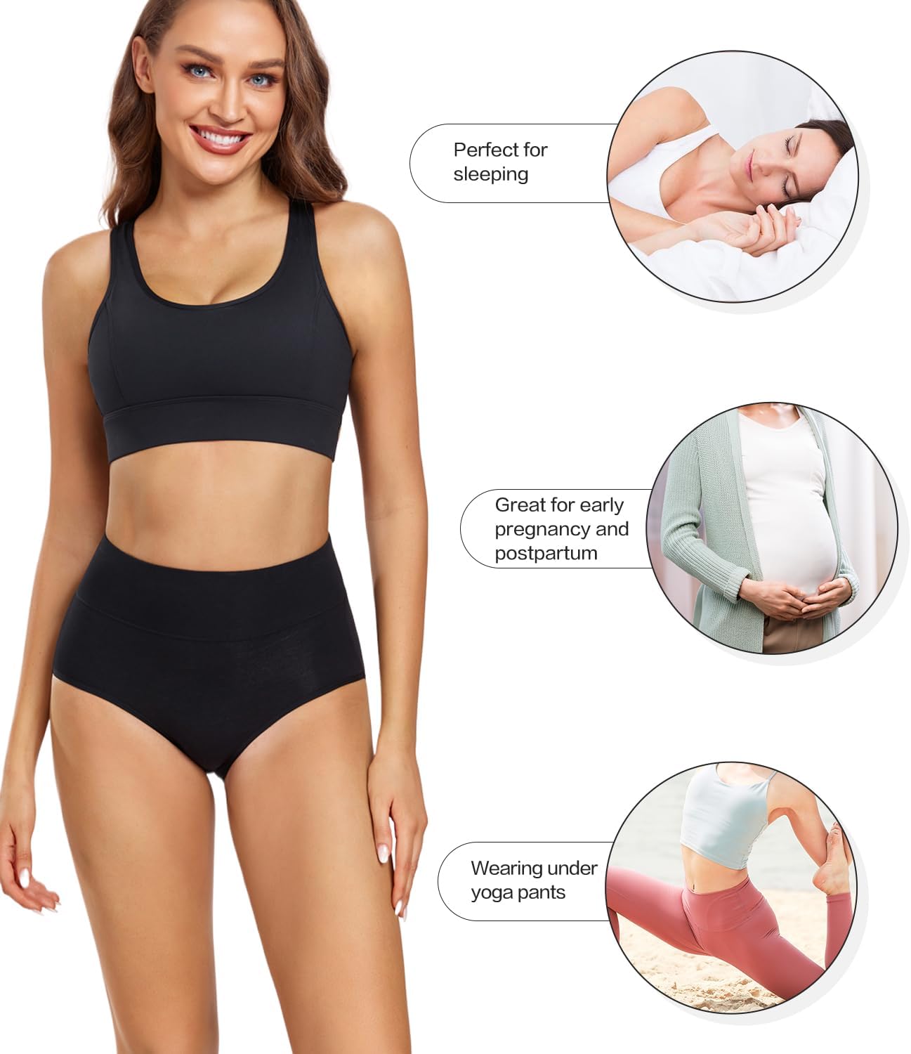 wirarpa Women's Underwear High Waisted Ladies Cotton Panties Soft Full Coverage Briefs 5 Pack (Regular & Plus Size)