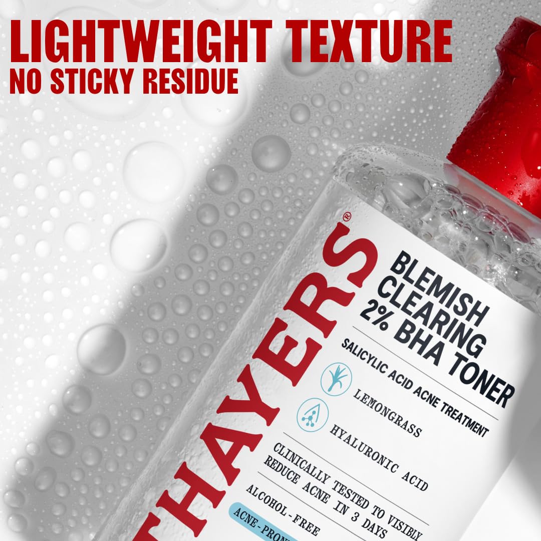 Thayers Blemish Clearing Salicylic Acid Toner, Acne Treatment Face Toner with 2% Salicylic Acid, Soothing and Non-Stripping Skin Care, 12 Fl Oz