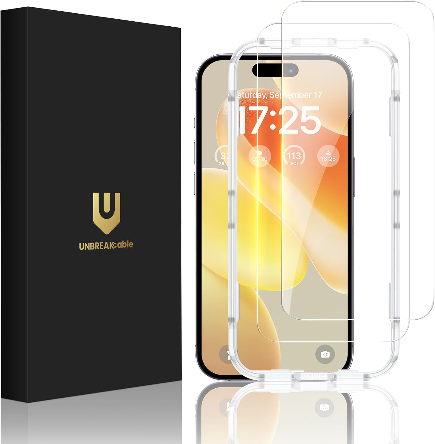 UNBREAKcable Shatterproof Tempered Glass Screen Protector for iPhone 12/12 Pro [2-Pack] [99.99% HD Clear] [Easy Installation Frame] [9H Hardness] [Full Coverage] [Bubble Free] for Apple 6.1''