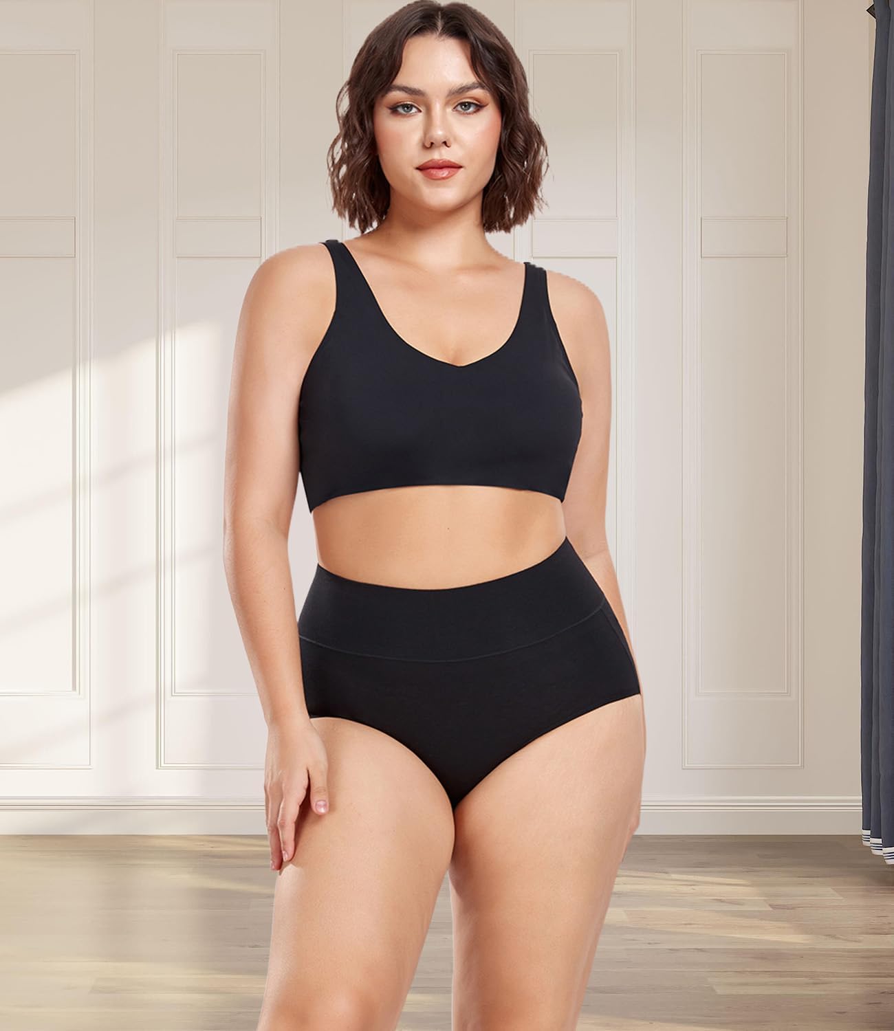 wirarpa Women's Underwear High Waisted Ladies Cotton Panties Soft Full Coverage Briefs 5 Pack (Regular & Plus Size)