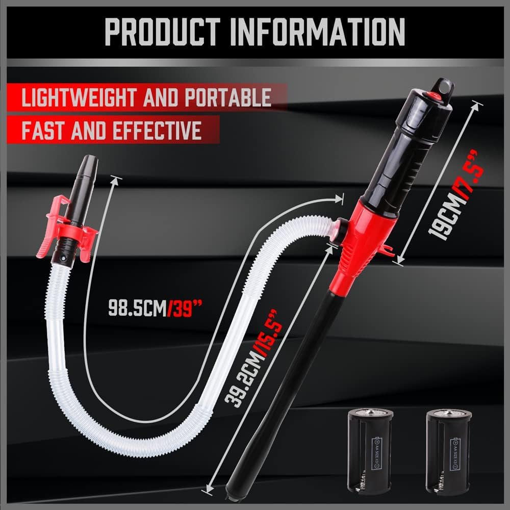 SEDY Electric Hand Pump, Portable Battery Powered Transfer Pump, Multi-Use Siphon Liquid Extractor for Gasoline, Diesel, Fuel, and Water Transfer