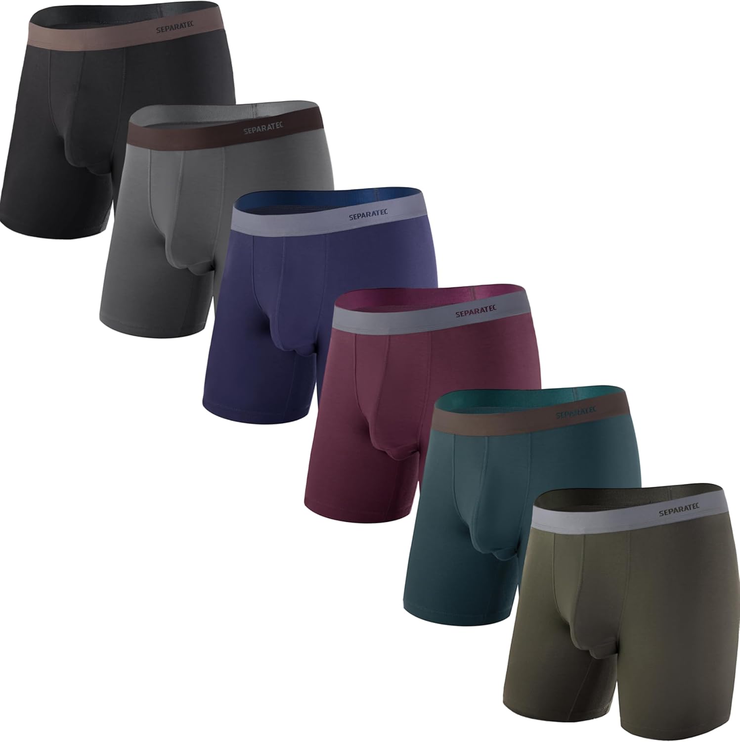 Separatec Mens Underwear with Pouch Moisture Wicking Rayon Made From Bamboo Underwear Men Breathable Boxer Briefs 3 or 6 Pack