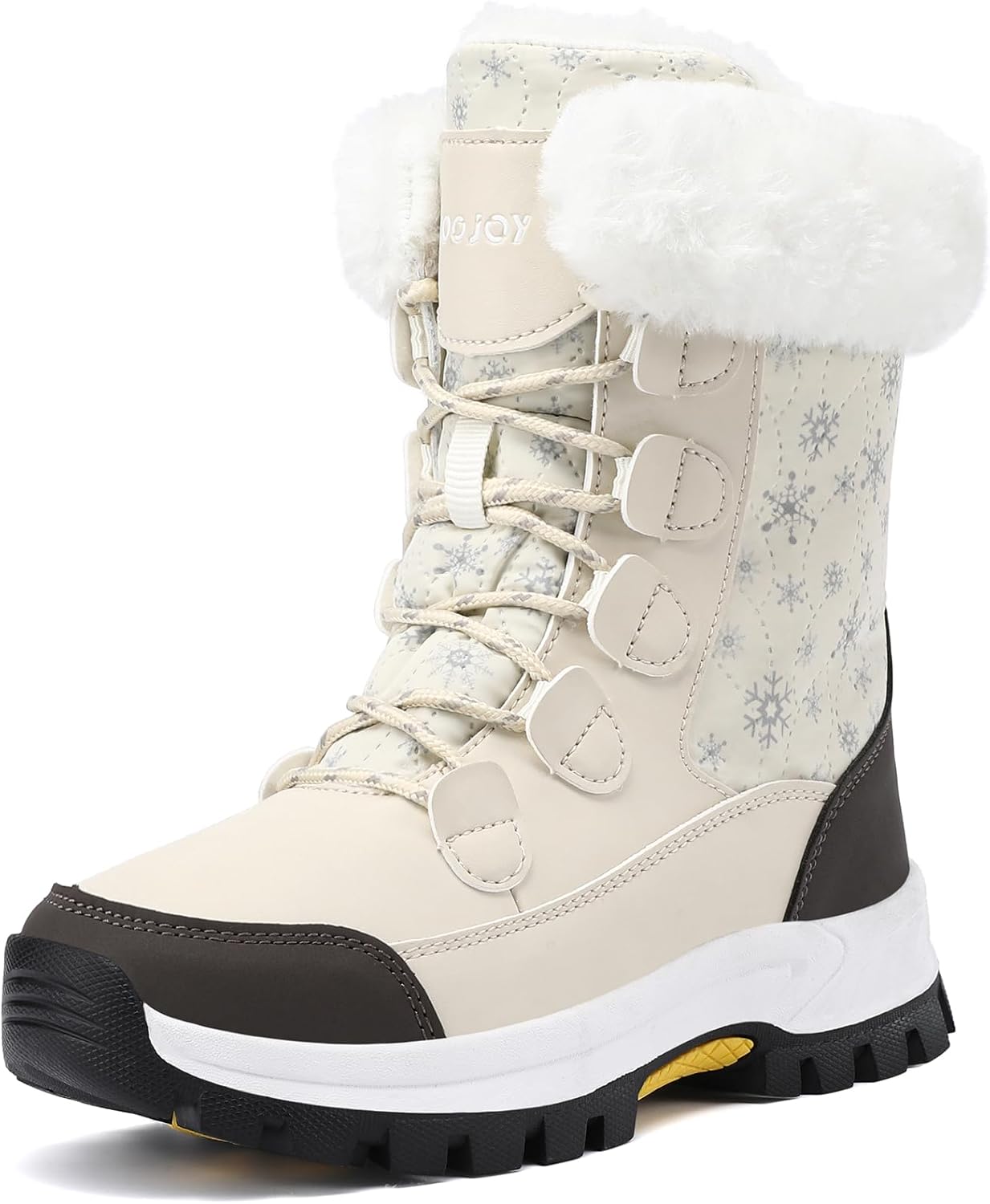 COOJOY Womens Winter Snow Boots Waterproof Shoes Walking Comfortable Hiking Tennis Booties Furry Mid Calf Warm Lightweight