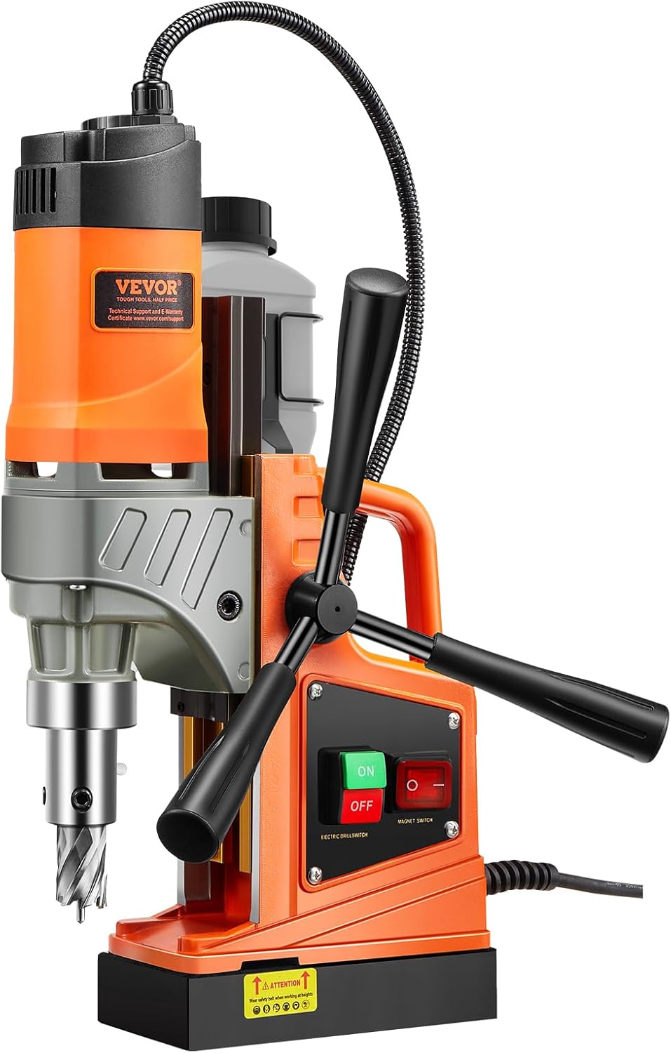 VEVOR Mag Drill Press, 1300W 1.57" Boring Diameter, 2922lbf Power Portable Magnetic Drill, 810 PRM, 11Pcs Drill Bits Electric Drilling Machine for Metal Surface, Industrial and Home Improvement