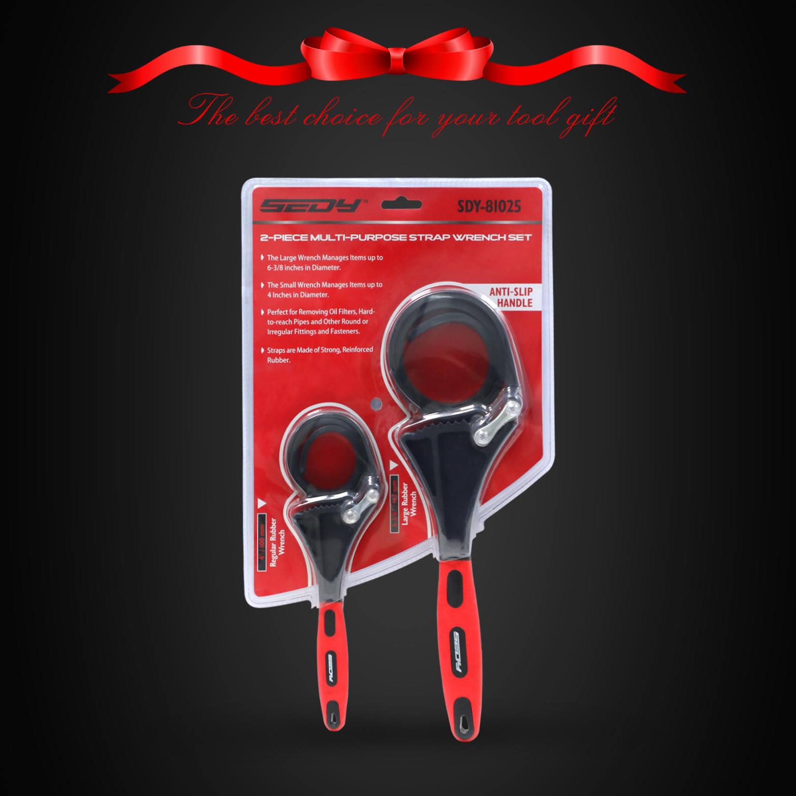 2-Piece Rubber Strap Adjustable Wrench Set Diameter 4" and 6", Oil Filter Pipe Jar Opener Strong Grip Plumbers Universal Spanner for Drain Sewer Cap Sink Pliers Nut Shower Head Valve Removal