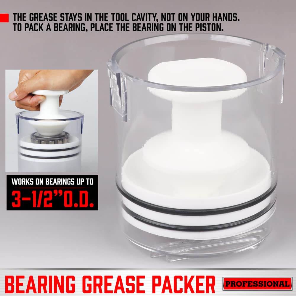 Premium Bearing Packer Kit, Handy Wheel Bearing Packer Tool Portable Wheel Bearing Grease Packer, Effortlessly Flushes Old Grease and Repacks Wheel Bearings