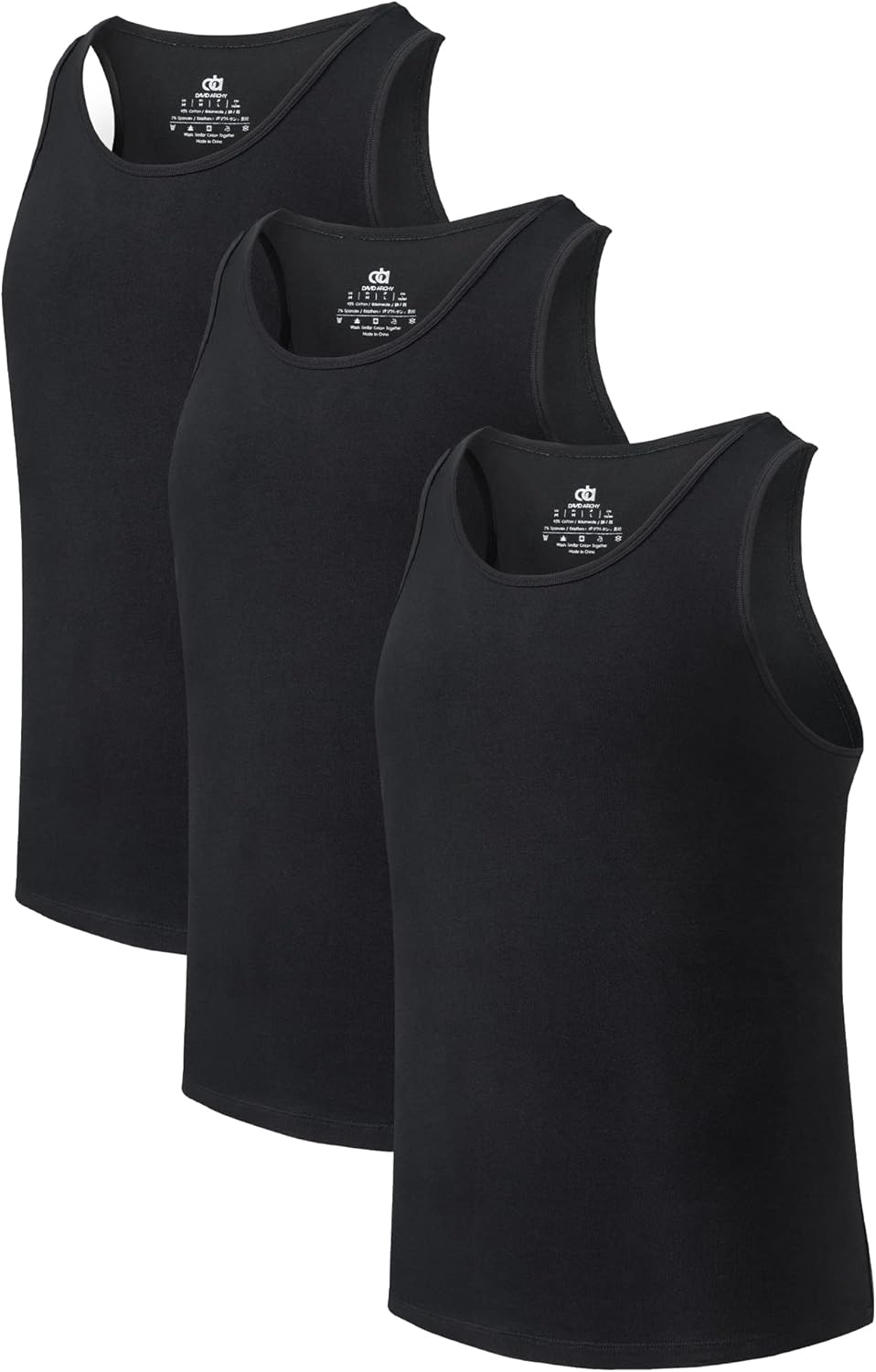DAVID ARCHY Men's Undershirts Combed Cotton Tank Tops Soft Moisture-Wicking Shirt Breathable A-Shirt for Men 3 Pack